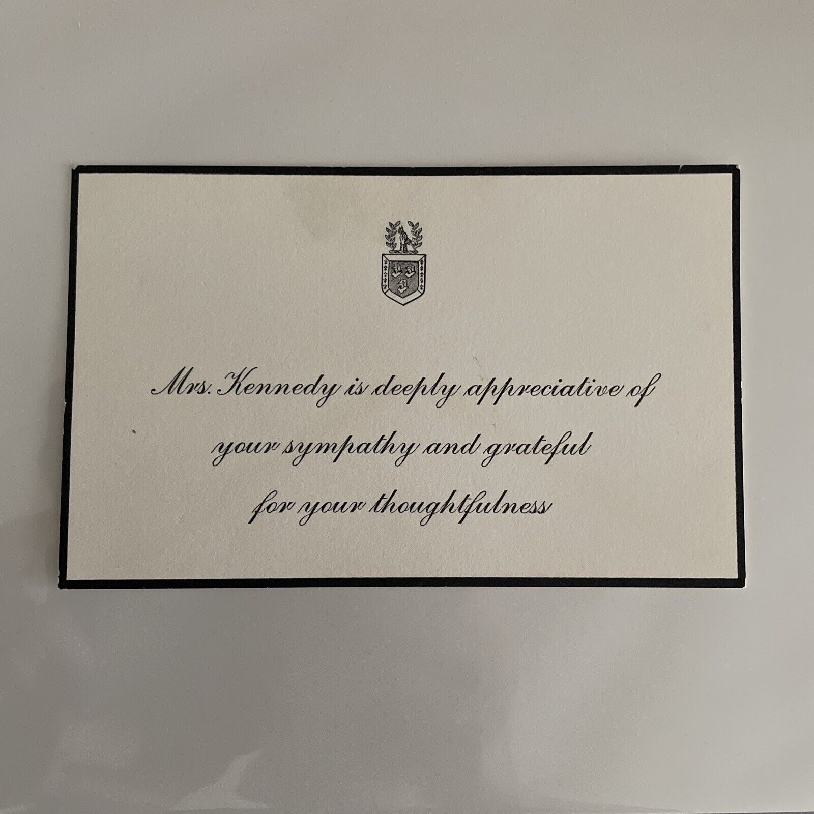 1963 JOHN F KENNEDY Assassination JFK Mourning Card from Jacqueline FIRST LADY