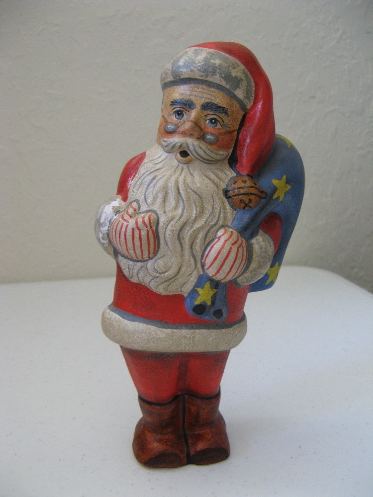 Vintage Vaillancourt Folk Art Starlight Santa Figurine # 11 Signed 7-1/2