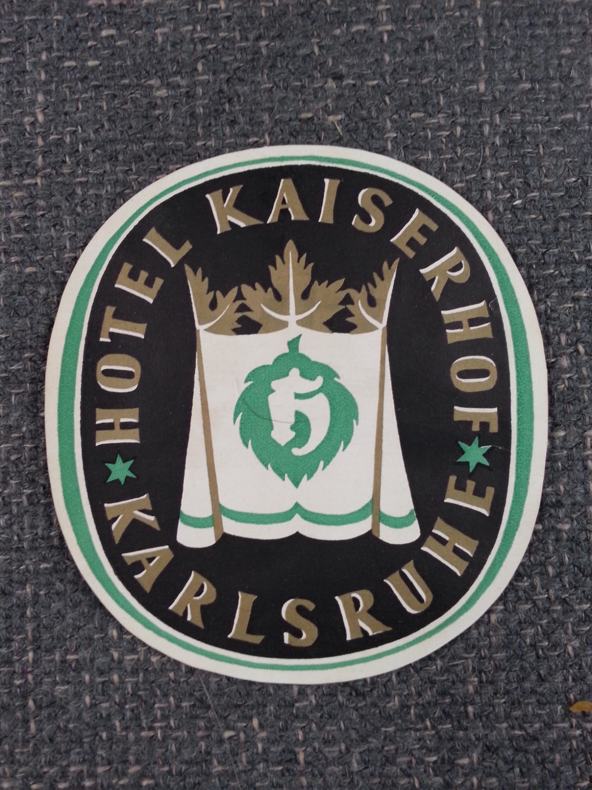 Original Vintage 1950s Luggage Hotel Kaiserhof Karlsruhe Tag Label Germany