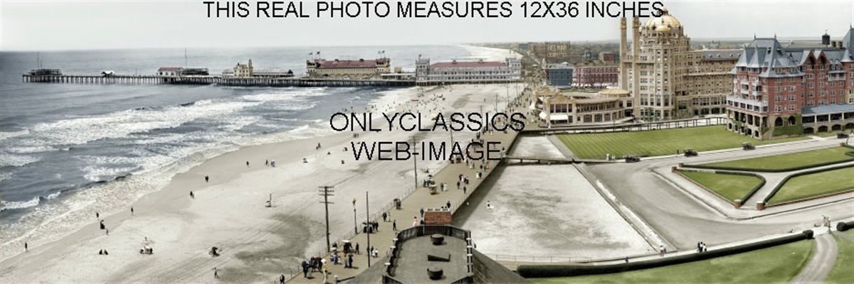 1910 ATLANTIC CITY NJ PIER BOARDWALK 12x36 PANORAMIC COLORIZED PHOTO VICTORIAN