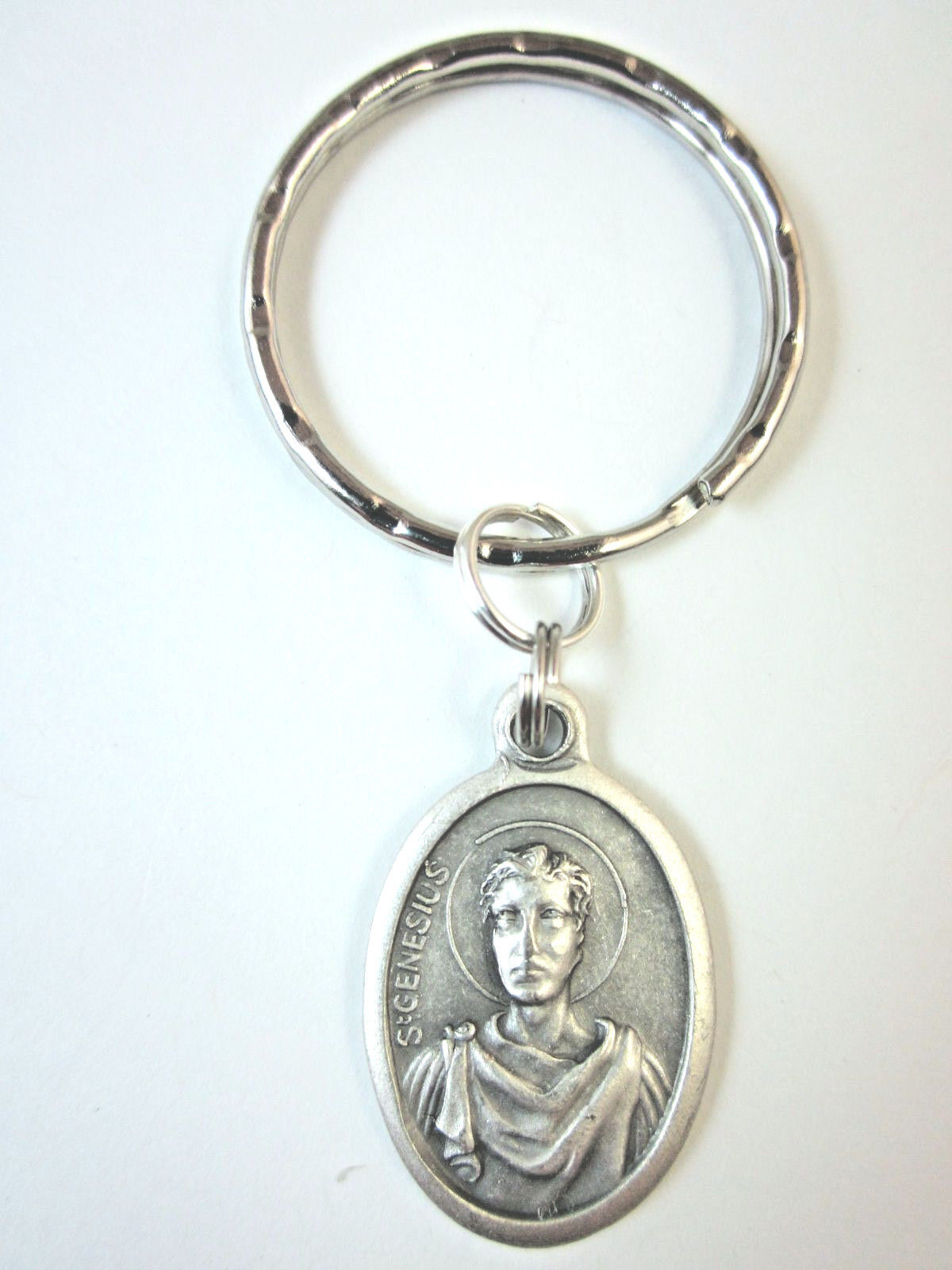 St Genesius of Rome Medal Italy Key Ring Gift Box & Prayer Card