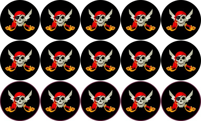 [15x] 1in x 1in Jolly Roger Pirate Flag Stickers Car Truck Vehicle Bumper Decal