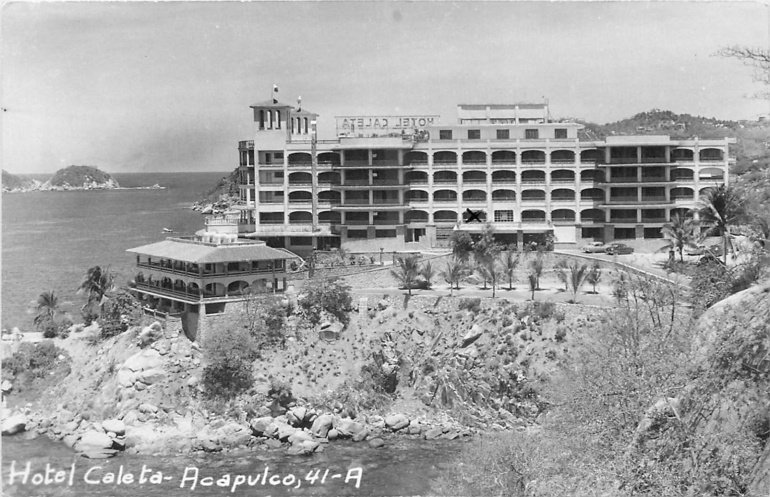 Hotel Caleta Acapulco Mexico RPPC Vintage Real Photo Postcard 41-A 1950s