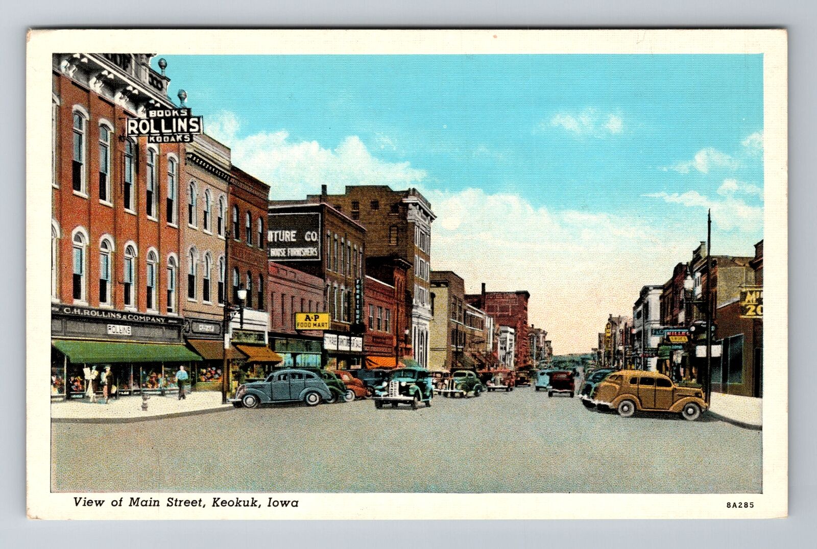 Keokuk IA-Iowa, View Of Main Street, Antique, Vintage Souvenir Postcard