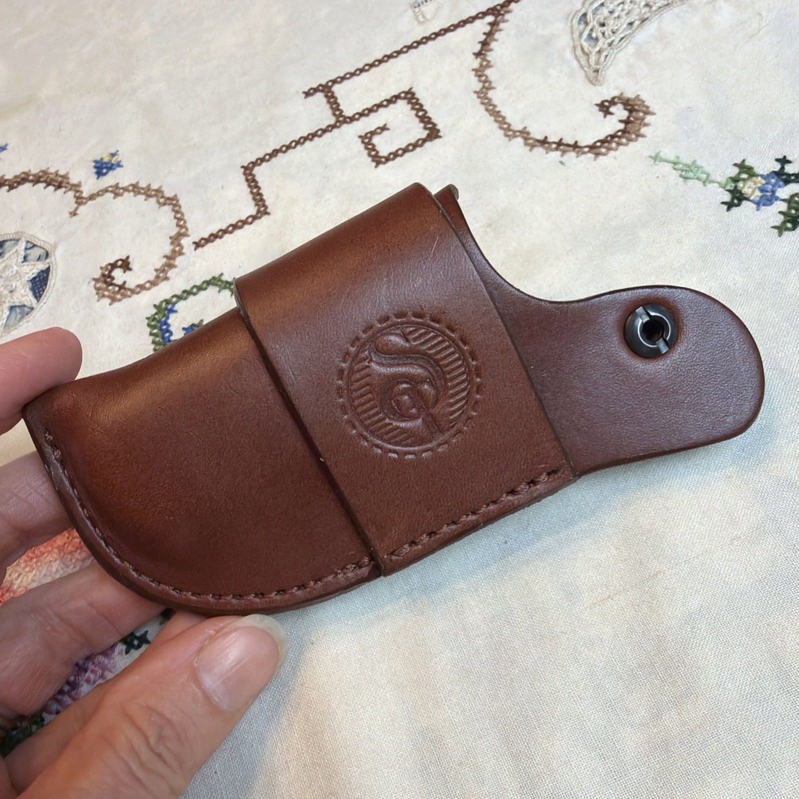 Southern Trapper AUTO FOLDING KNIFE SHEATH  Brown Leather