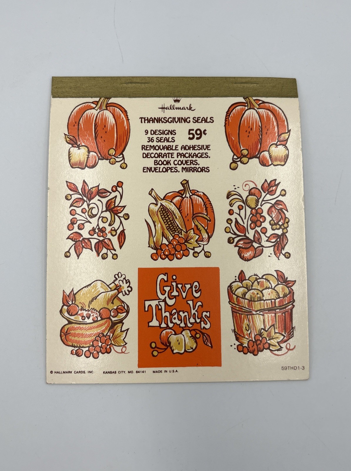 Vintage Hallmark Thanksgiving Seals 1960s Full Unused Set Rare Nice Find