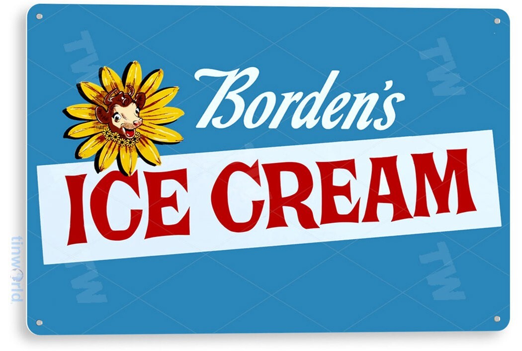 TIN SIGN Borden Ice Cream & Milk, Retro, Kitchen, Farmhouse, Cottage Decor, A017