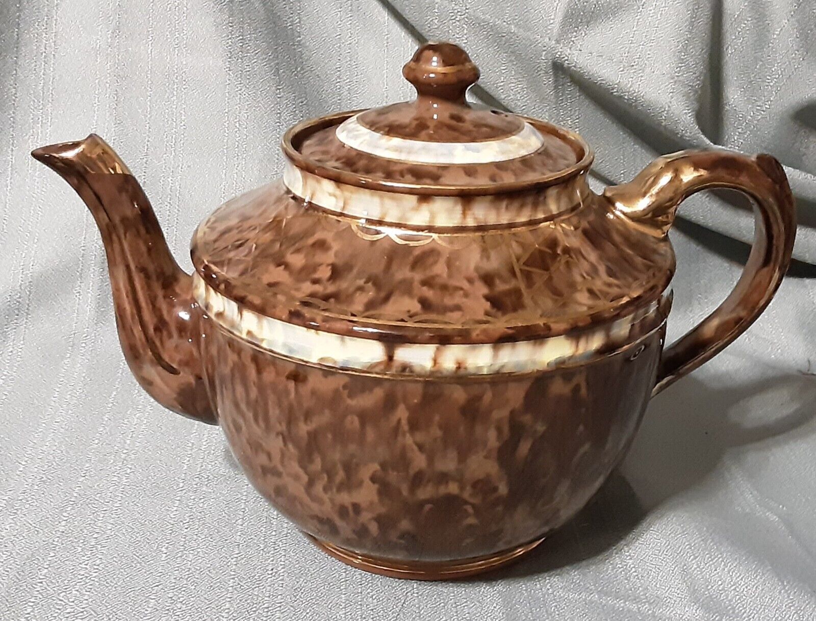 Vintage Gibson & sons Ltd Tea Pot, Brown/golds/blue, hand painted, England