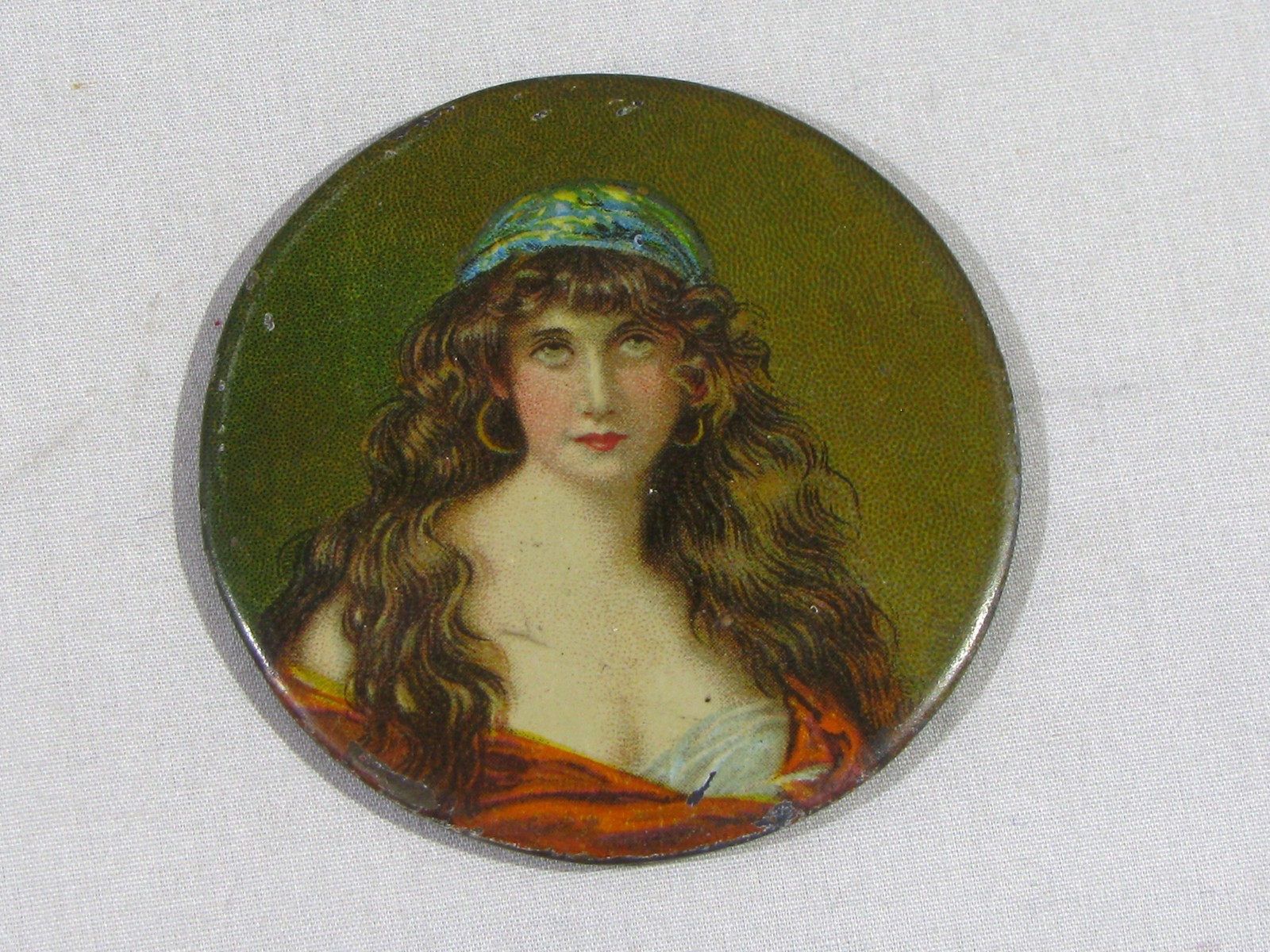 Antique PRETTY LADY POCKET MIRROR