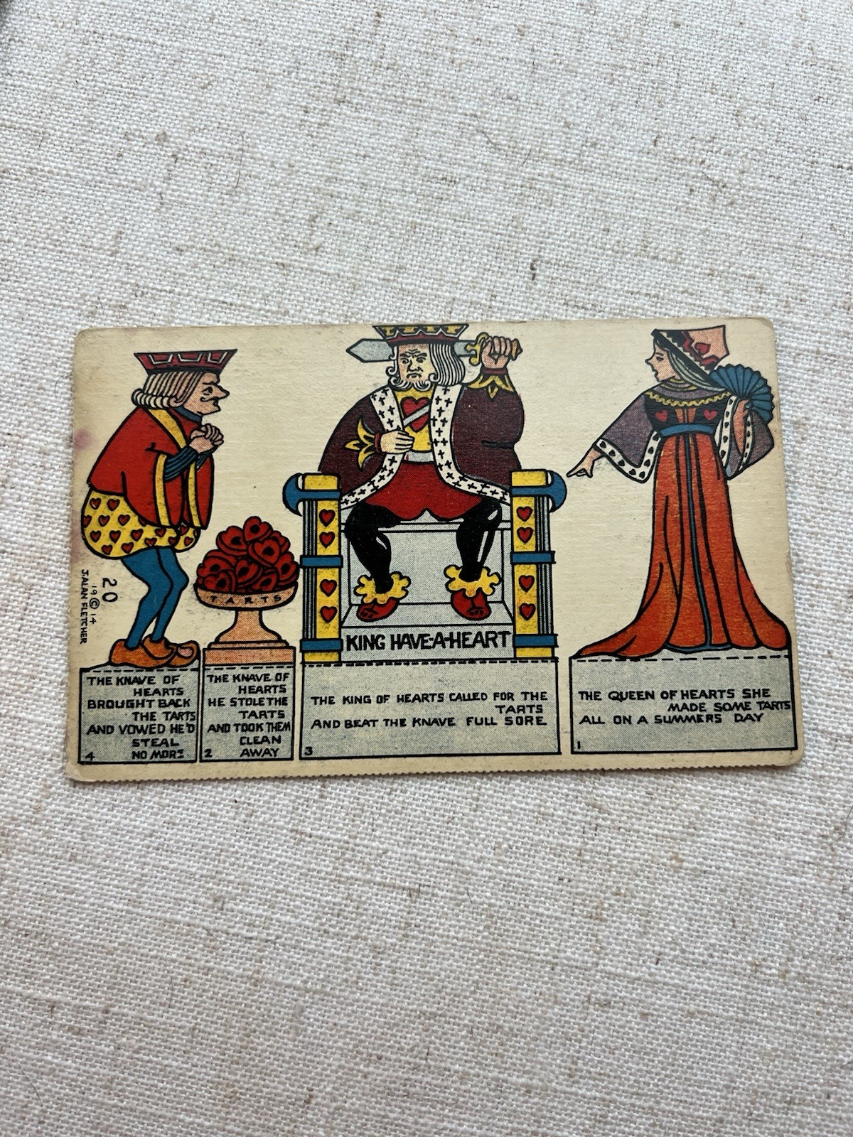 1914 J. Alan Fletcher Postcard #20 Cut Out “King Have-A-Heart” Queen Of Hearts