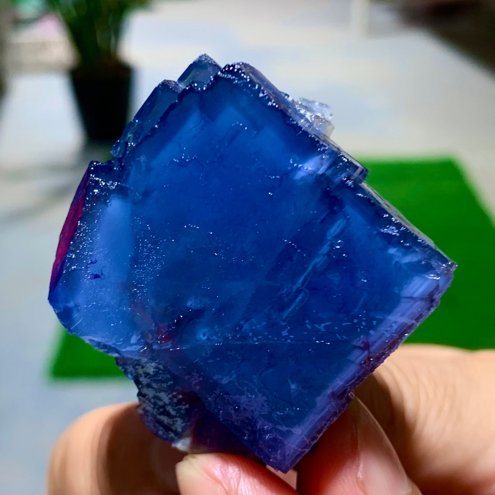 65G Natural Crystal Rare transparent Blue Green cubic fluorite sample