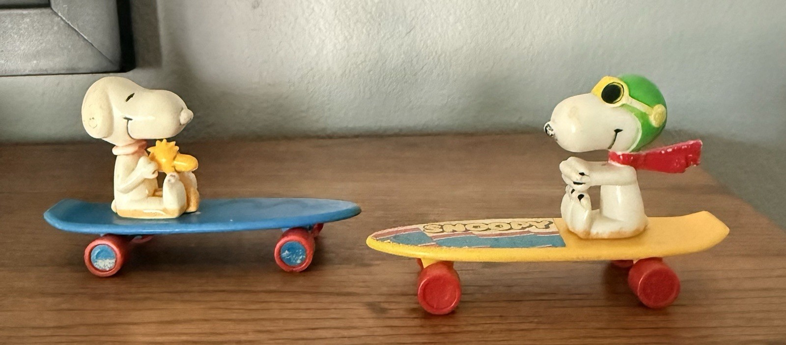 Vintage Peanuts Snoopy the Flying Ace on Skateboard 1966 + Snoopy & Woodstock