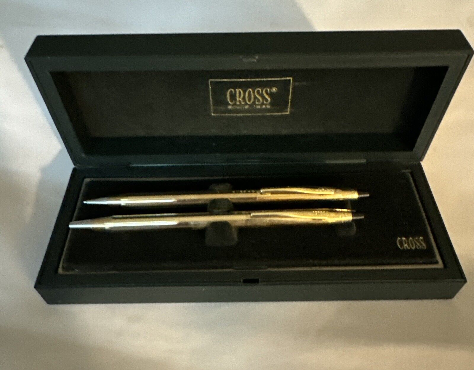 Cross 10k  Set Gold Ballpoint Pen & 0.9mm Pencil NIB Made Usa 450105 Ship Free