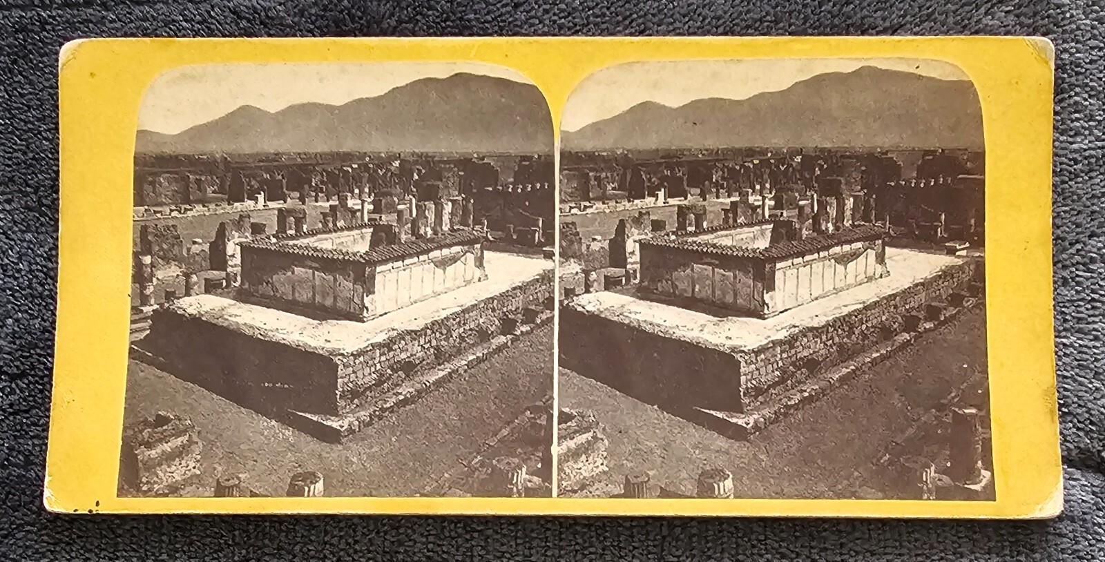Stereoview Card Temple of Venus Pompeii Italy