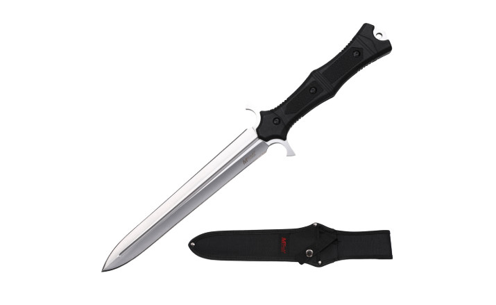 MTech USA Tactical Dagger Fixed Blade Knife Silver Combat Sheath 15