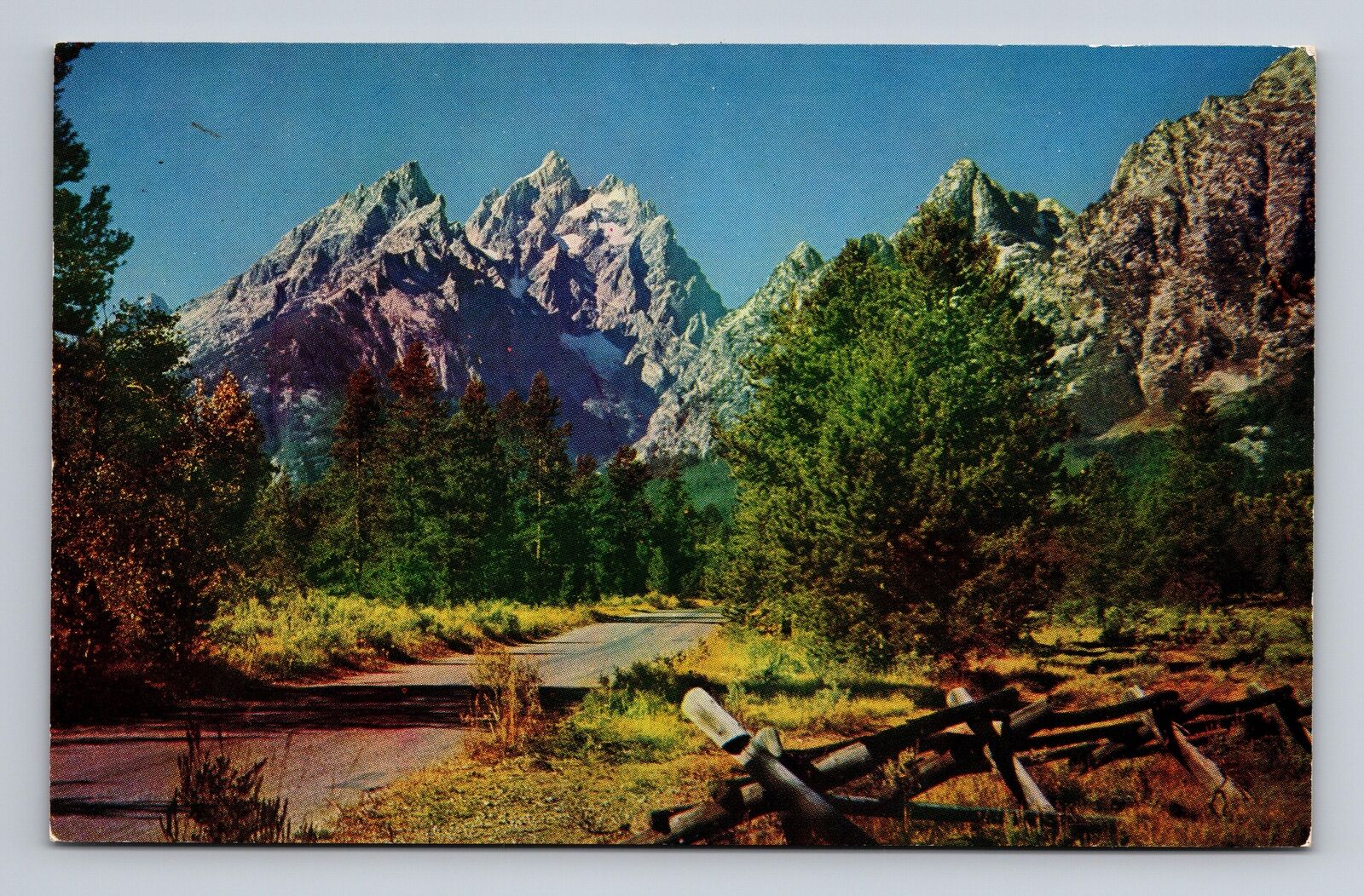 Chrome Postcard Grand Teton Peak Grand Teton National Park WY Wyoming