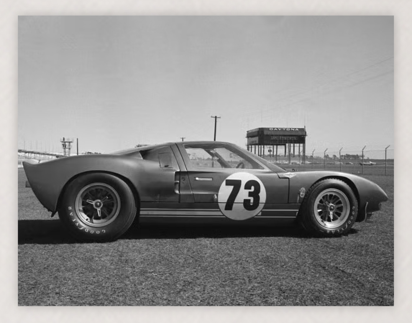 11X8.5 1965 DAYTONA WINNER KEN MILES FORD GT40 SHELBY AMERICAN REPROD PRINT
