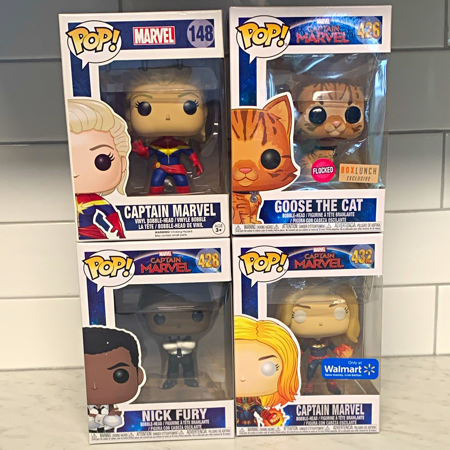 Funko Pop Captain Marvel 4-Pack Captain Marvel Nick Fury Goose Flocked EXCL