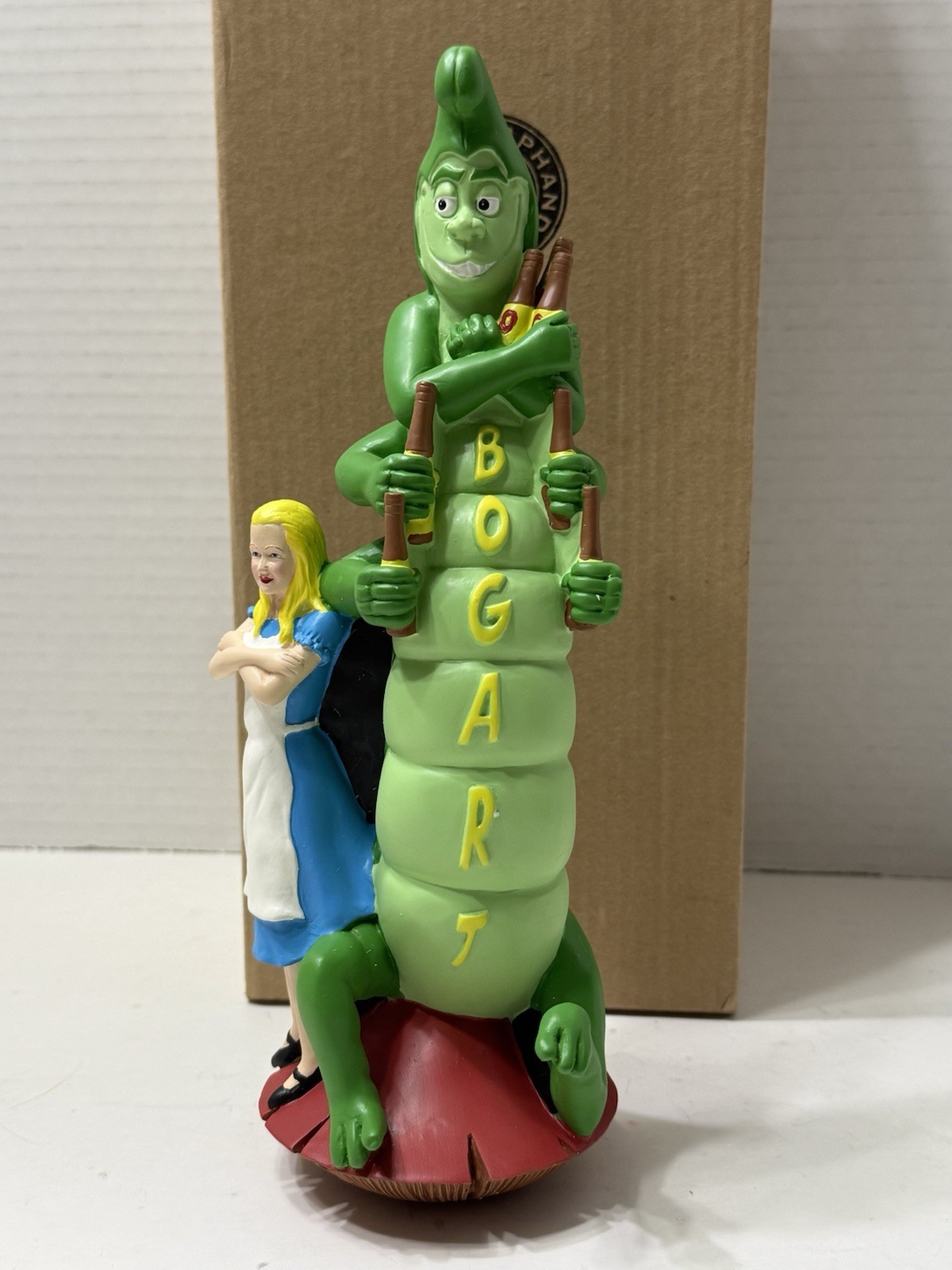 MELLOW MUSHROOM ALICE IN WONDERLAND BOGART ALE NIB MINT CON RED BRICK TAP HANDLE MELLOW MUSHROOM ALICE IN WONDERLAND BOGART ALE NIB MINT CON RED BRICK TAP HANDLE