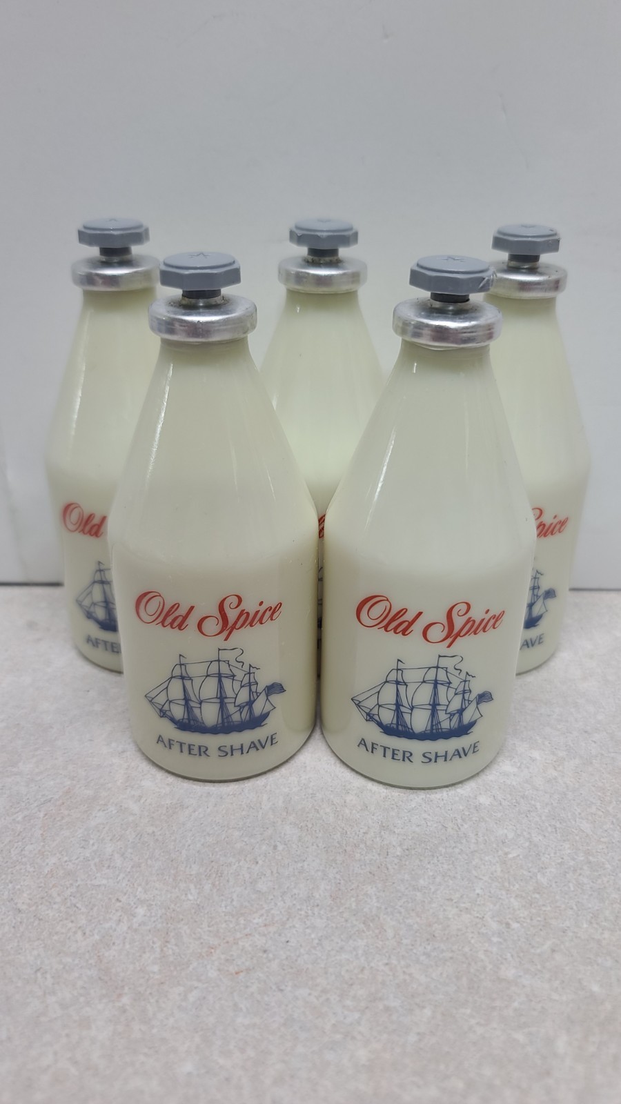 (5) Vintage Old Spice After Shave Glass Bottle 2.5 oz Star Cap Full 2-1/2 fl oz