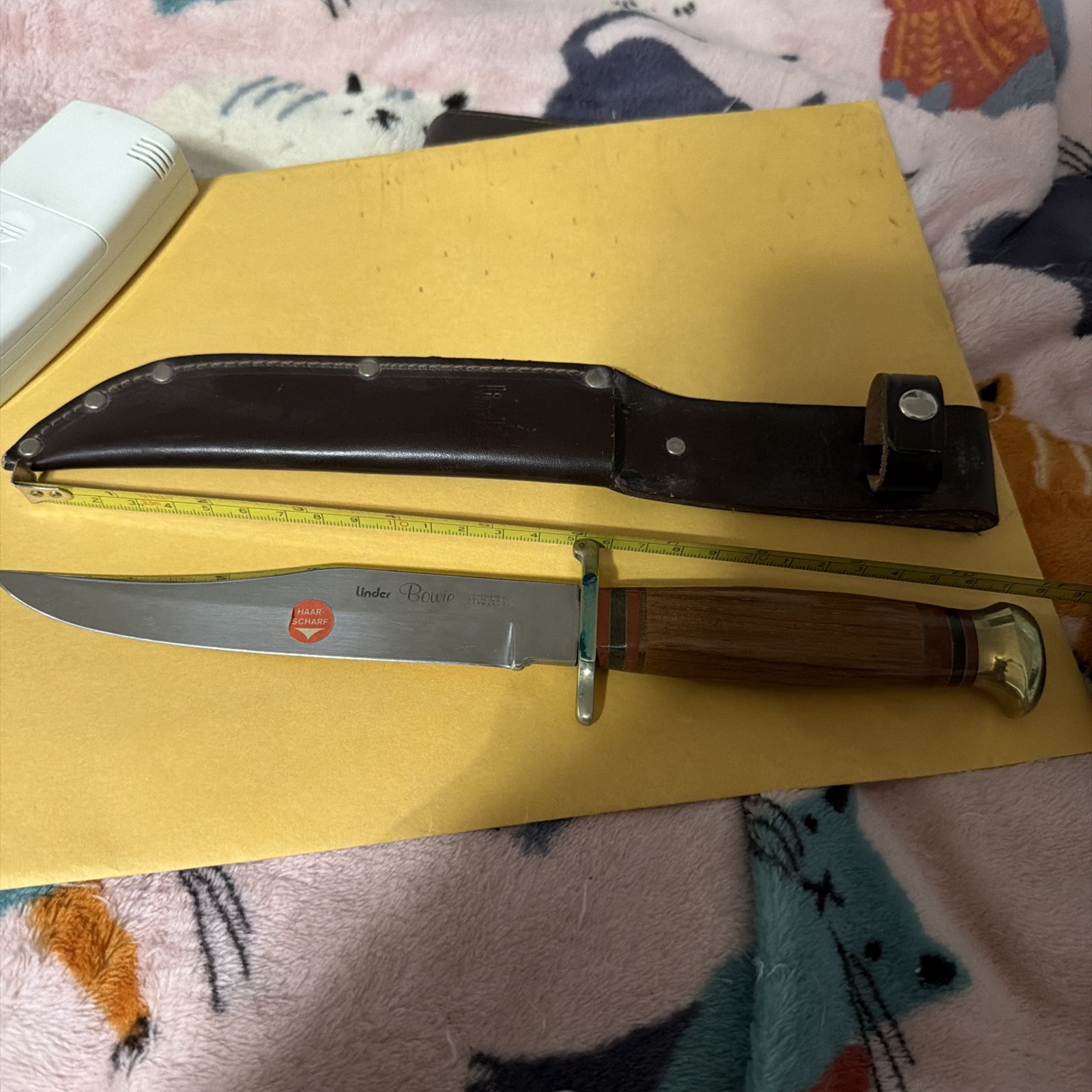 VIntage LINDER Bowie Knife W/ Wood Scales, Solingen Germany, Exc.
