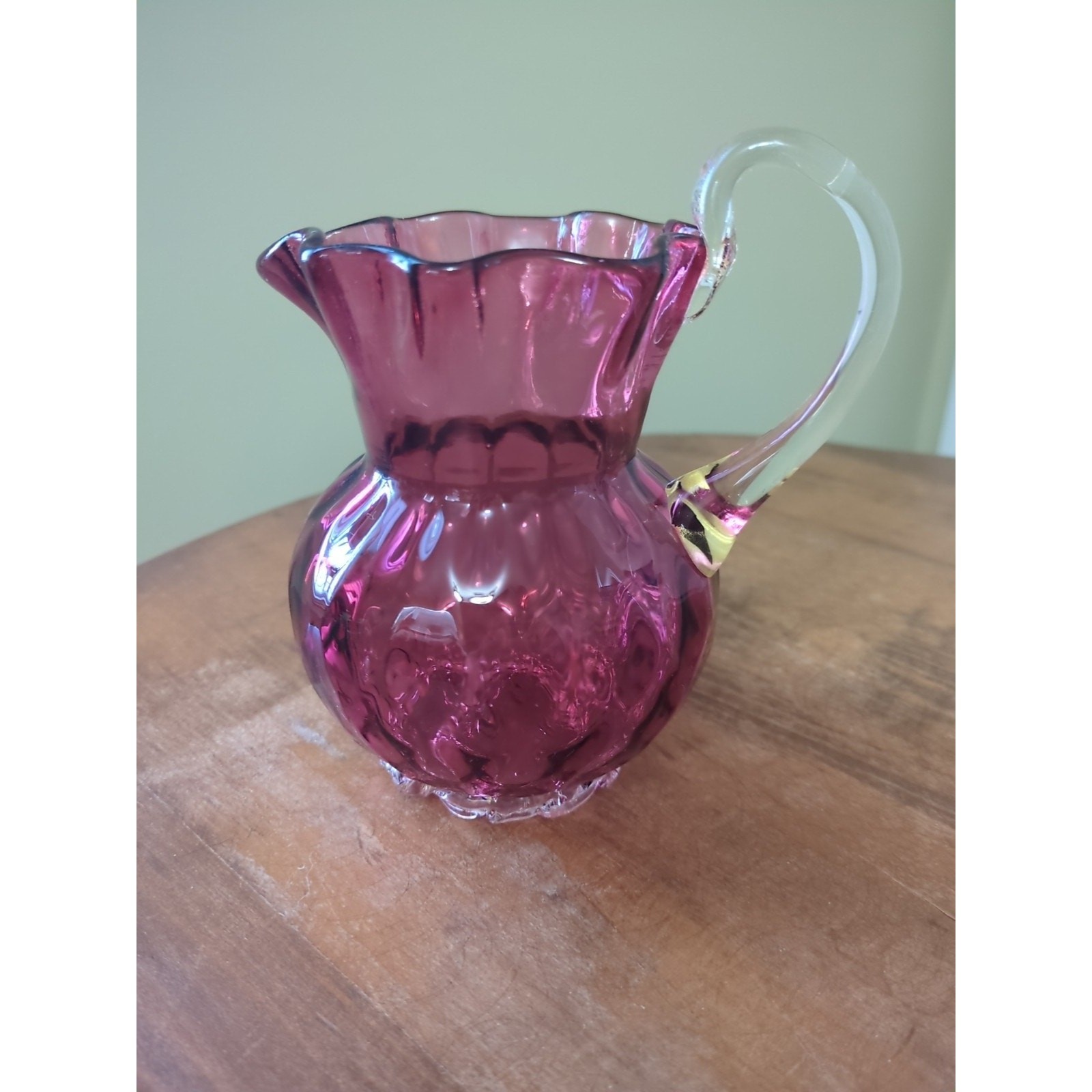 Murano Cranberry Glass Pitcher