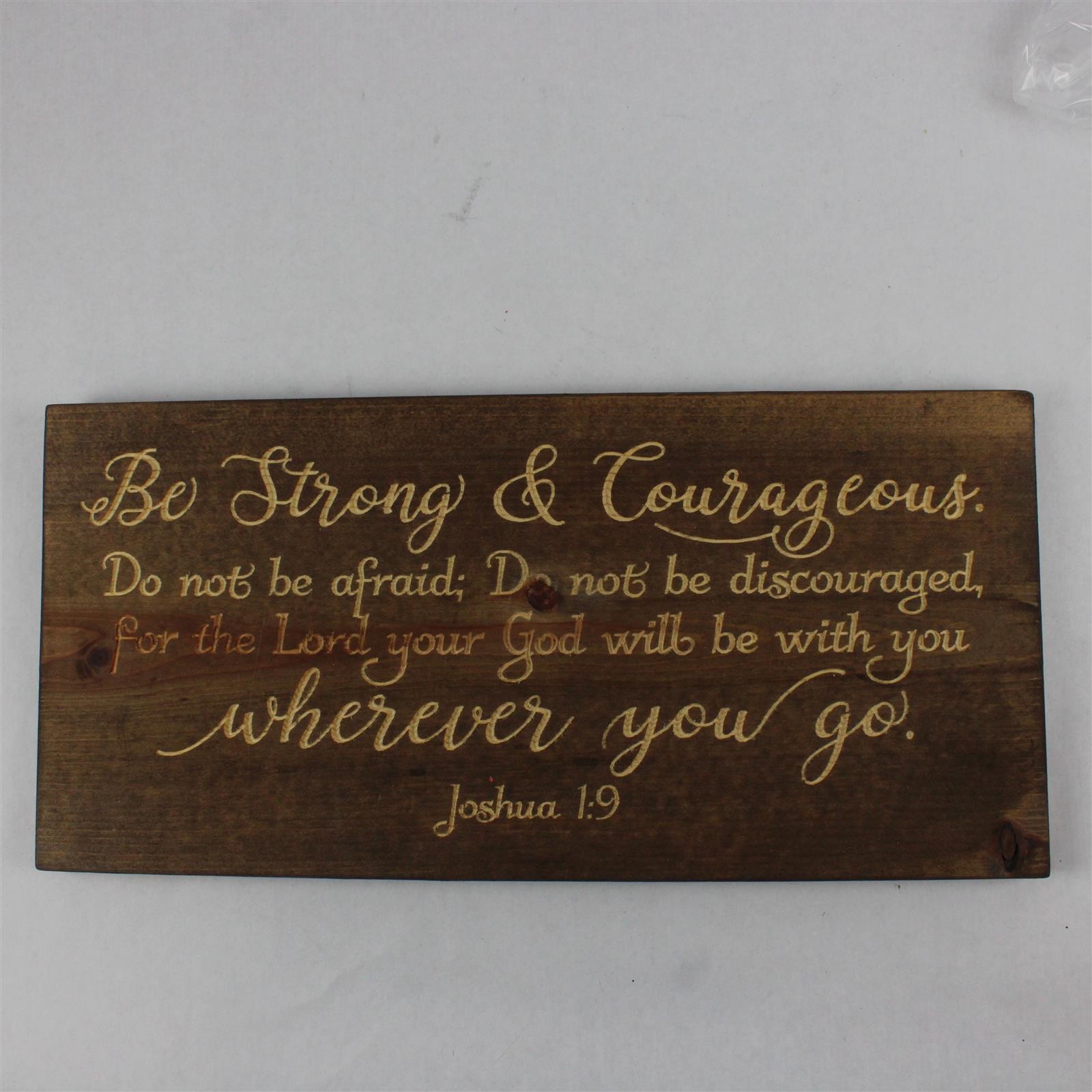 Christian Religious Engraved Wood Plaque Joshua 1:9 Be Strong  9\