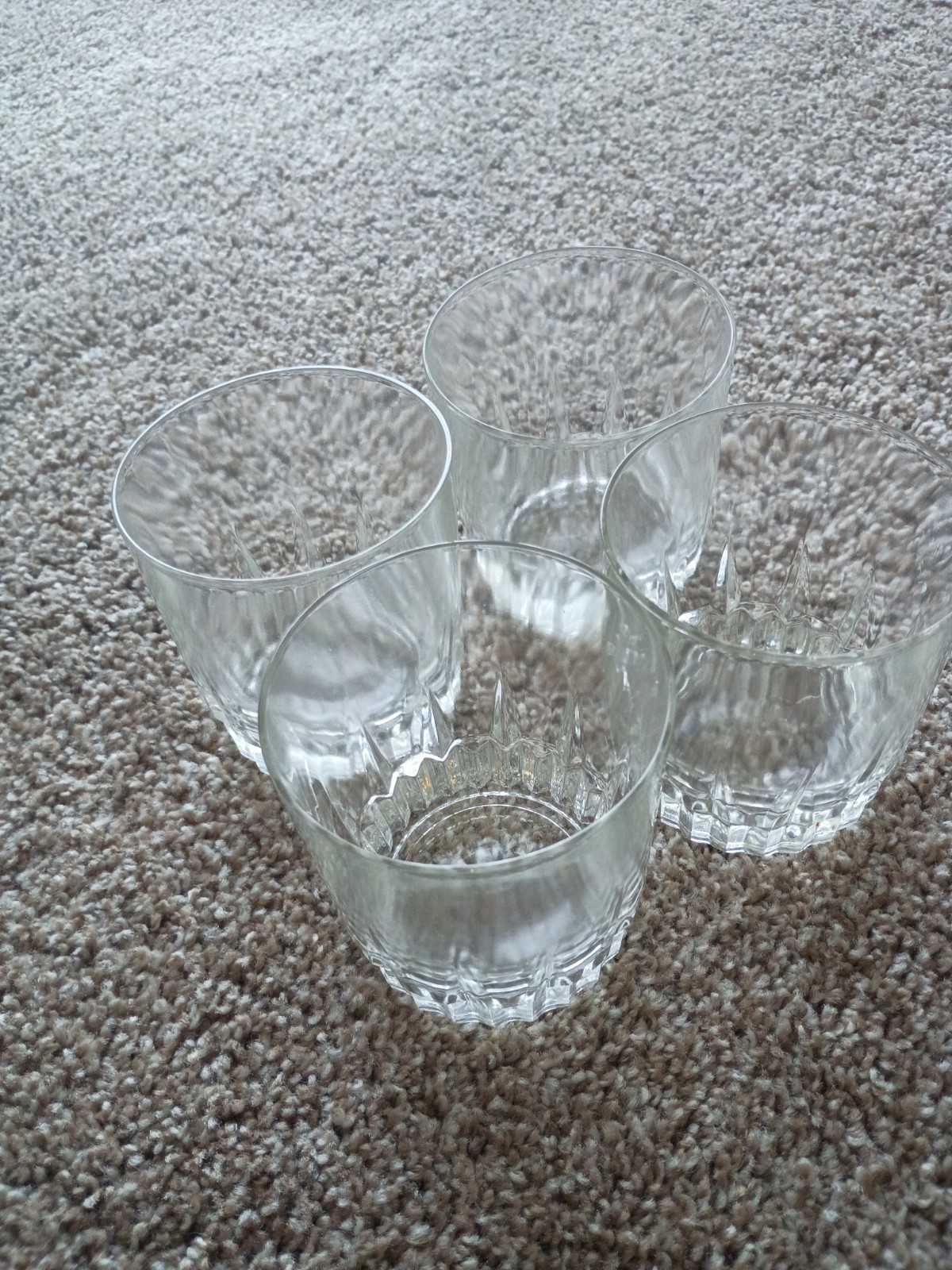 Vintage Clear Glass Whiskey Lowball Tumblers - Set of 4  Manufactured in Brazil.