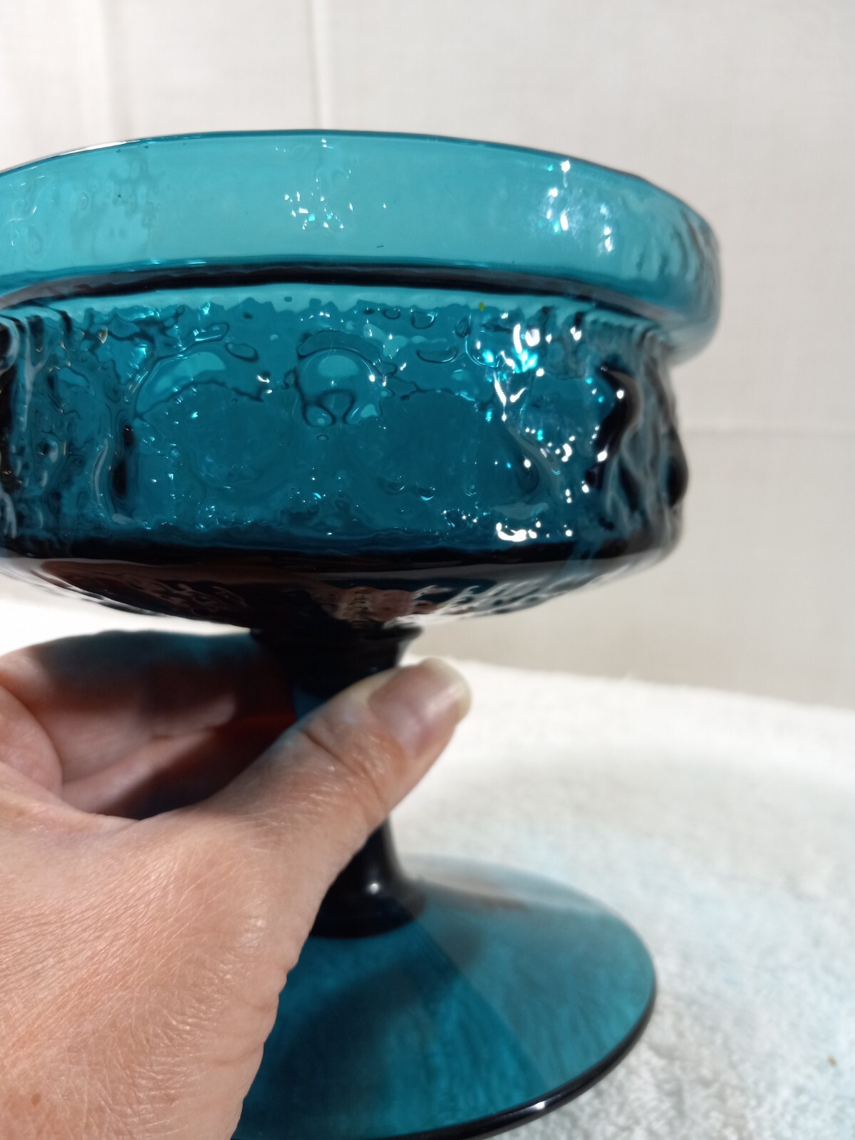 Vintage Stelvia Wayne Husted Antigua line Teal blue apothecary jar Textur NO TOP Vintage Stelvia Wayne Husted Antigua line Teal blue apothecary jar Textur NO TOP