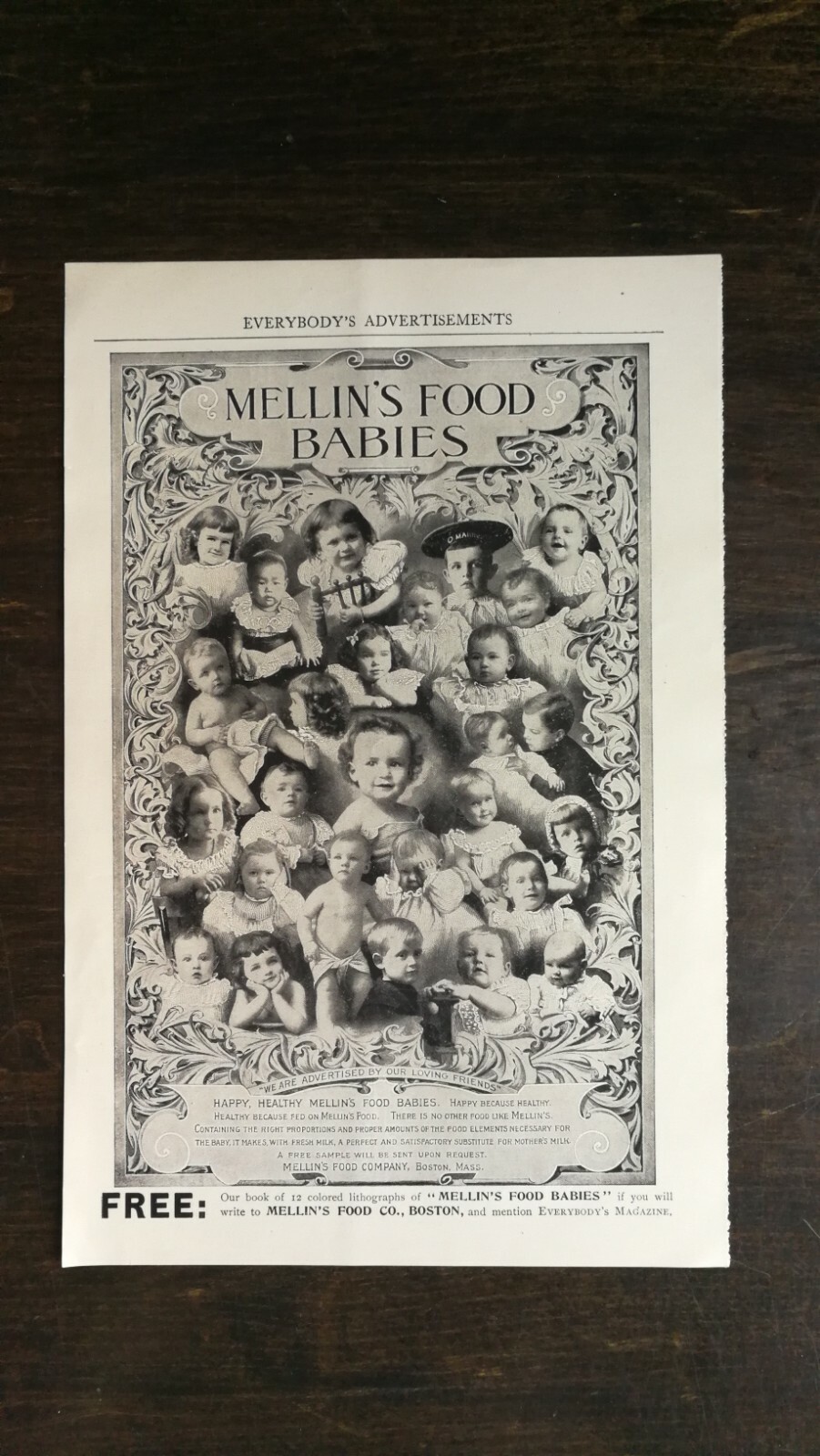 Vintage 1899 Mellin's Food Babies Full Page Original Ad 721