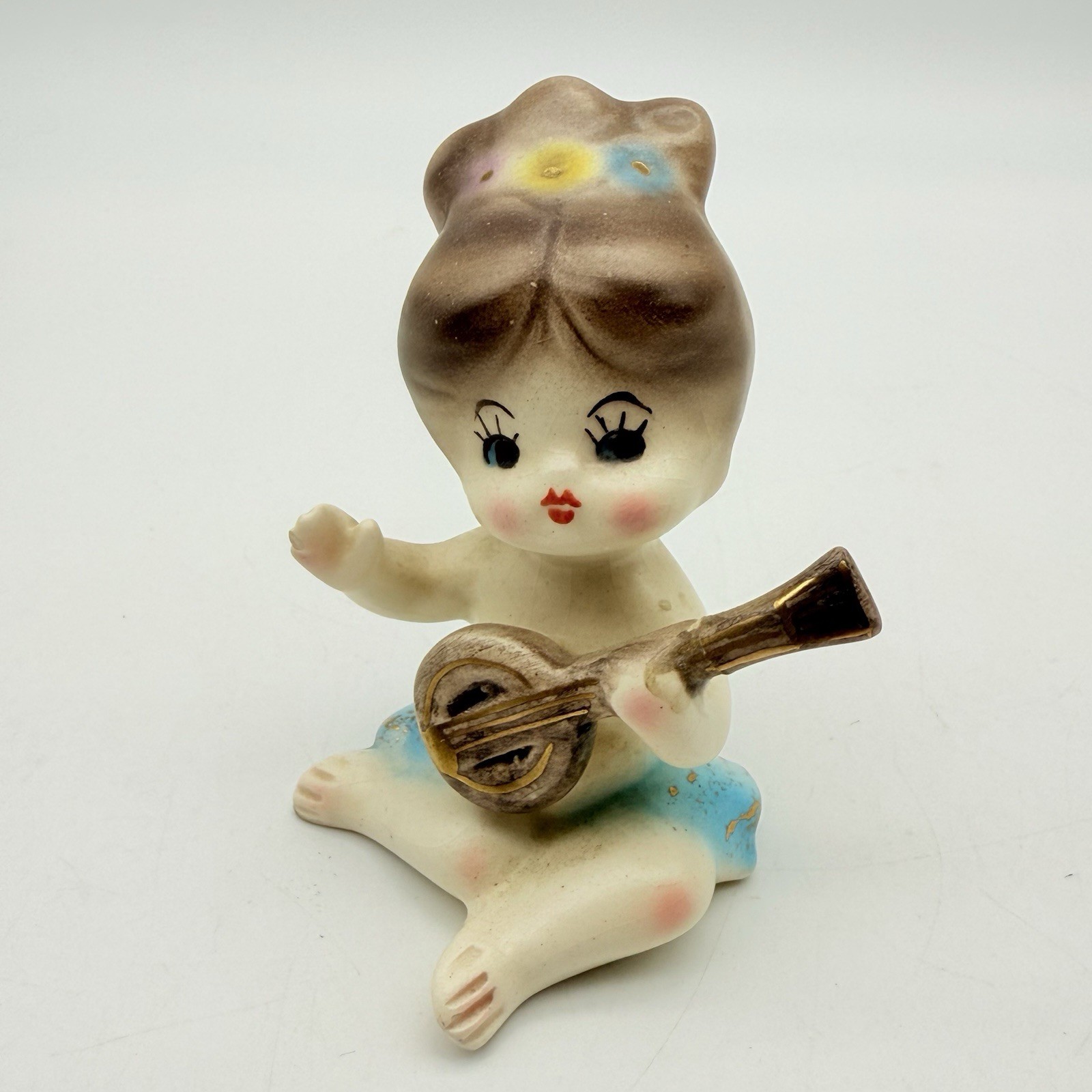 Vintage Little Girl Playing Instrament Ceramic Vintage Little Girl Playing Instrament Ceramic