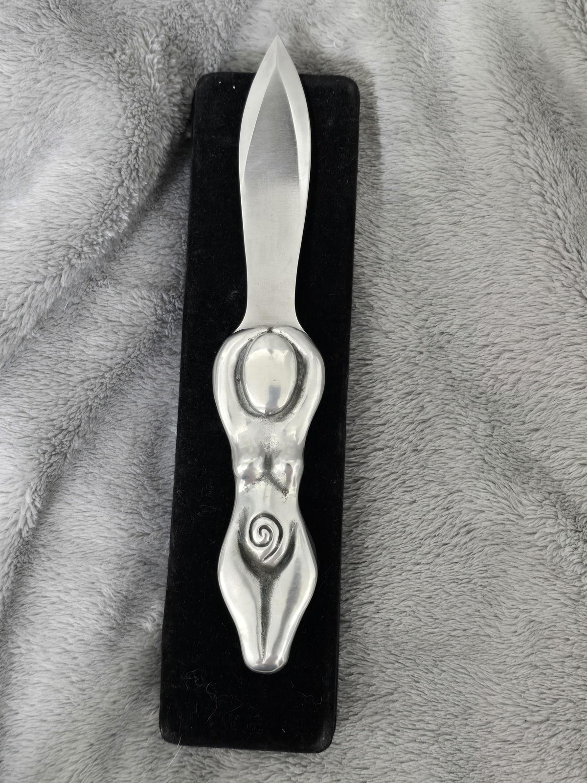 Vintage 1999 Spiral Goddess Athame Raventree Lead Free Pewter Velvet Case