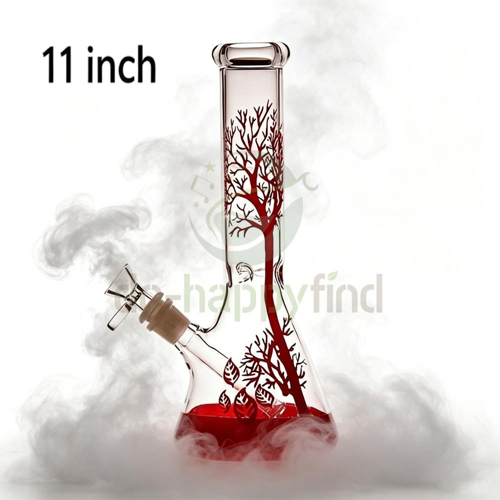 11 Inch Bongs Red Tree Glass Bong Smoking Hookah Glass Water Pipes 14mm Bowl US