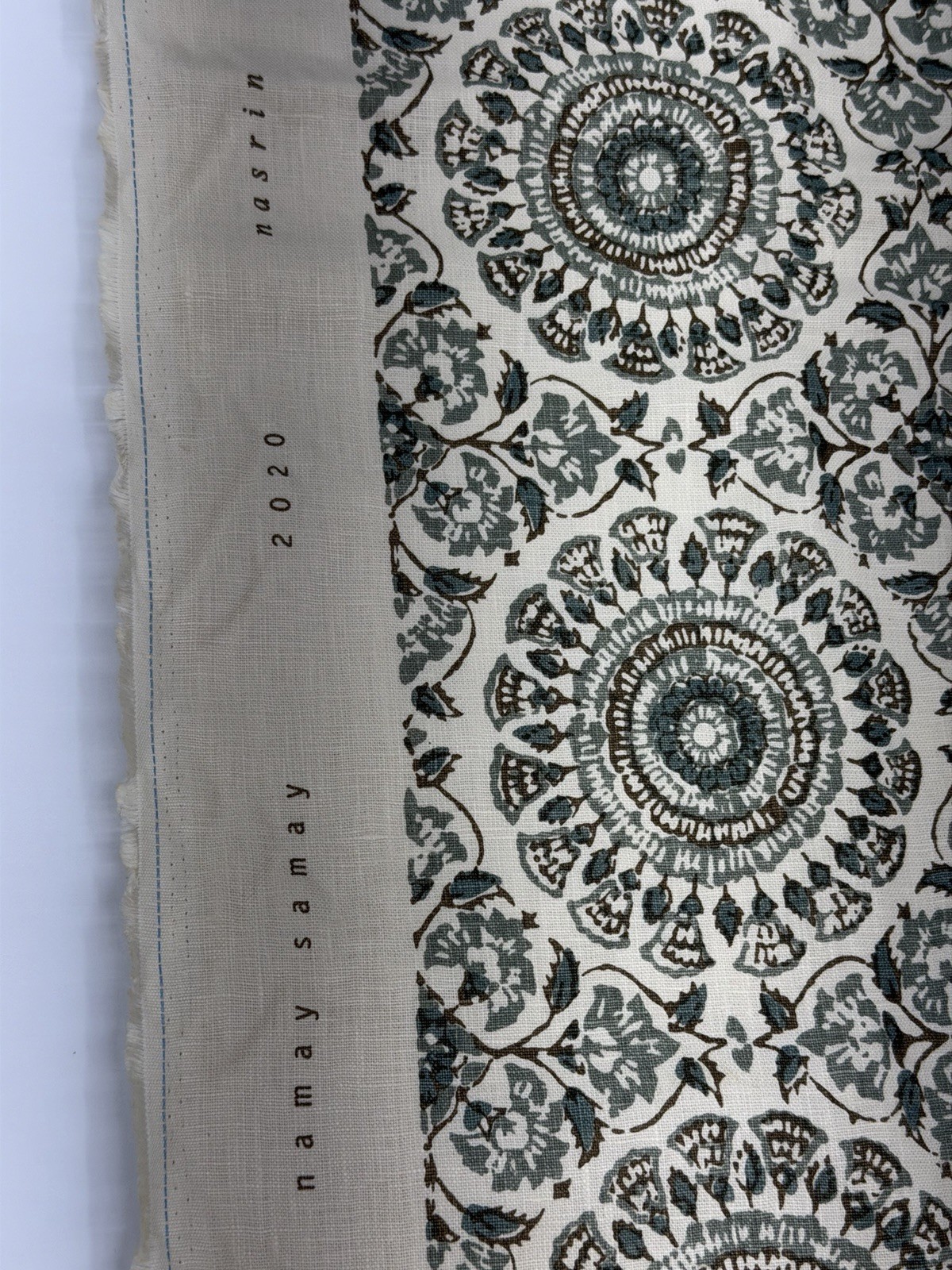 Namay Samay Nasrin Eucalyptus Fabric 71”x58” Designer Floral Print 2020