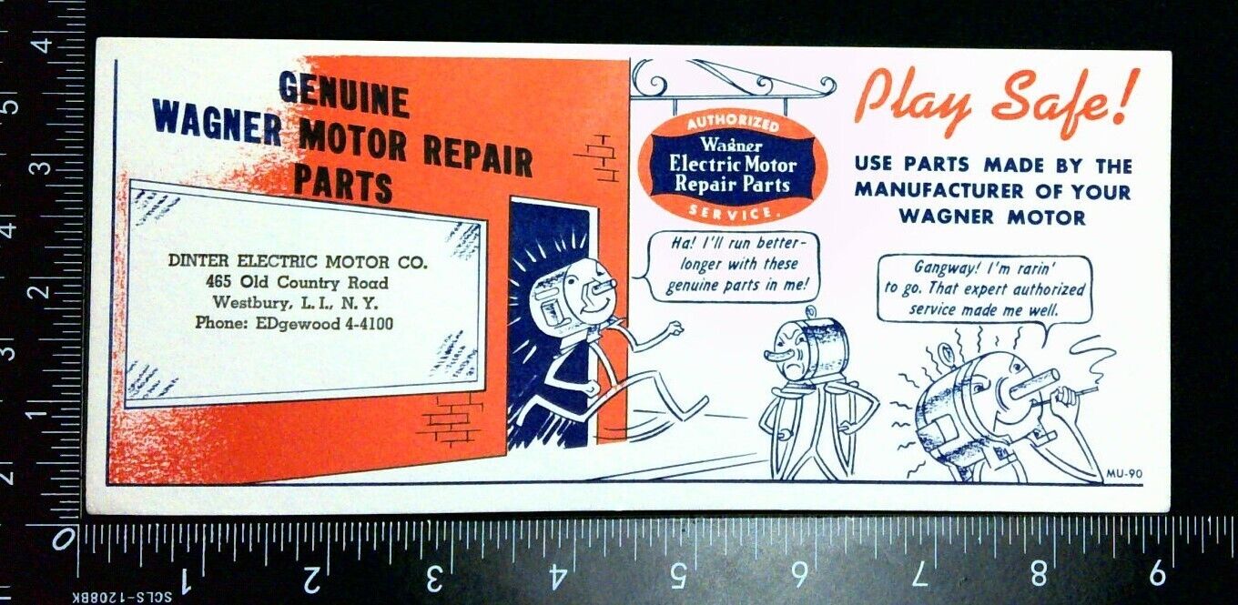 Vintage Paper: Advertising Blotter; Wagner Electric Motor Repair Parts; 1950s?