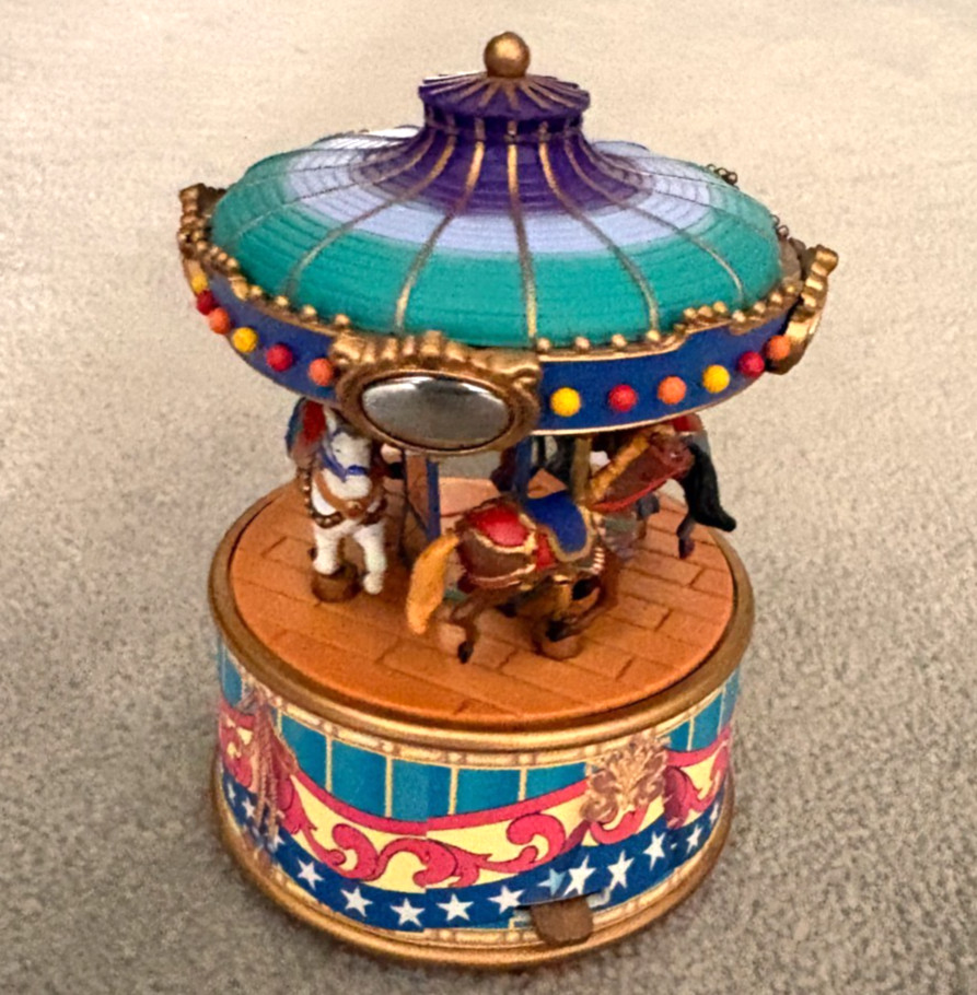 Vintage Enesco Wind-up Merry Go-Round Music Box from mid 1990s