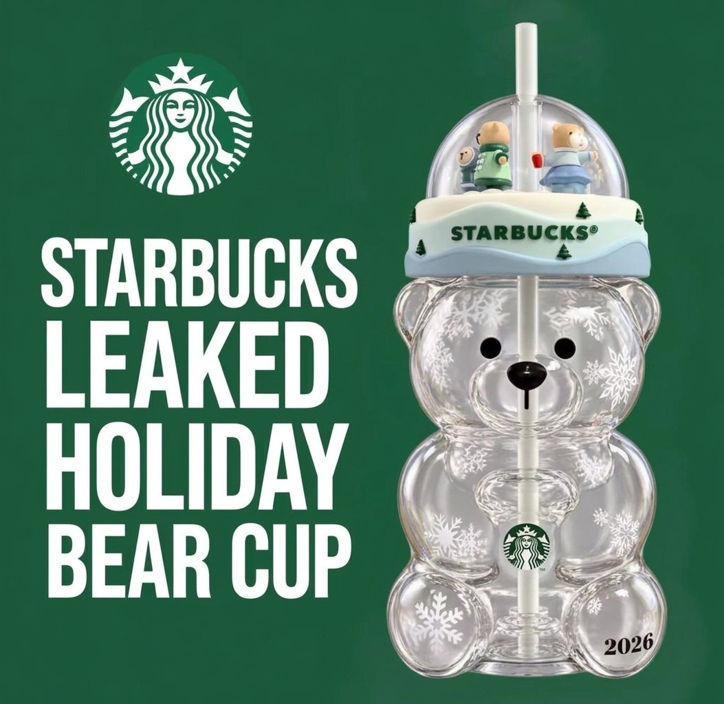 2026 Limited Edition Starbucks snow  Bearista Bear Glass Cup Christmas Pre-order
