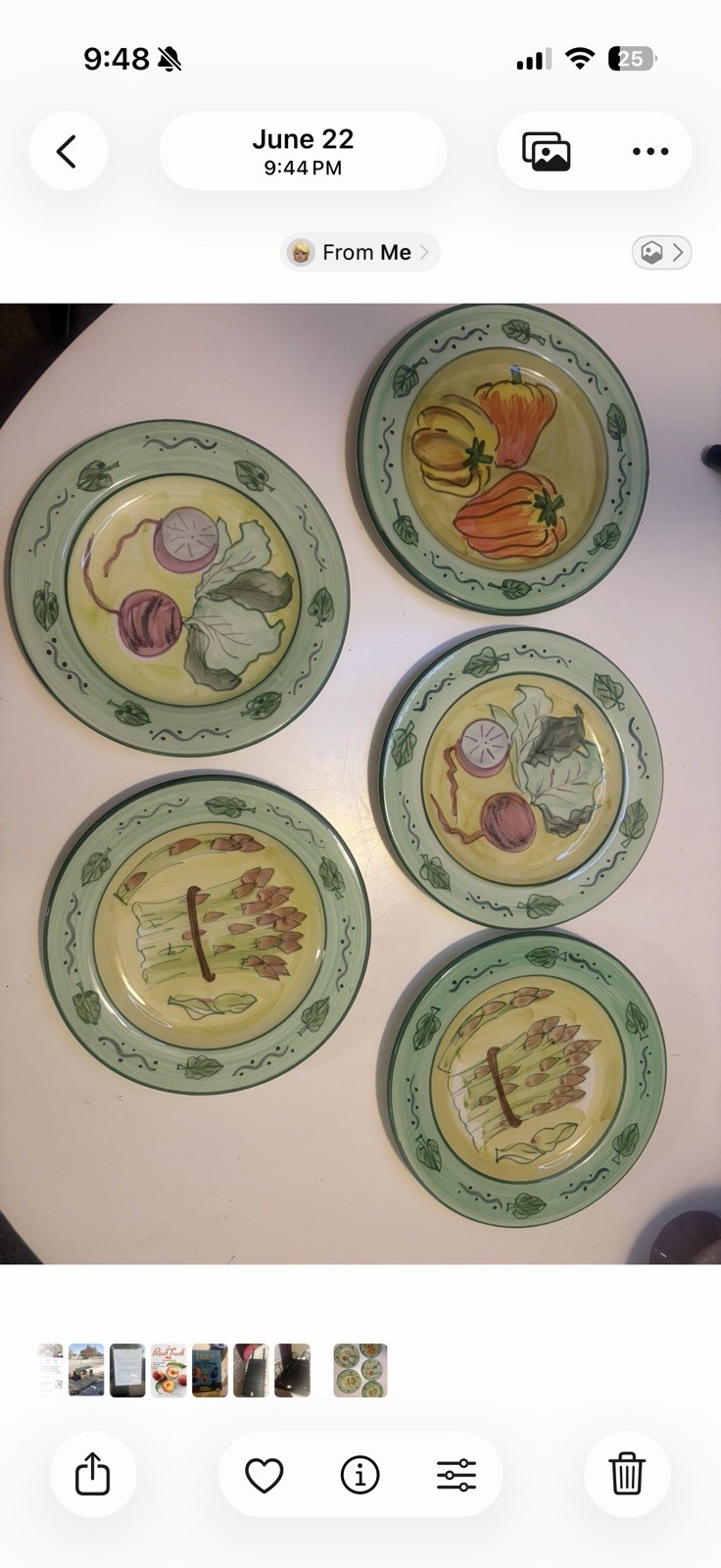 Lillian Vernon Made in Italy Hand Painted Vegetable Salad Plates Total 5 Vintage Lillian Vernon Made in Italy Hand Painted Vegetable Salad Plates Total 5 Vintage