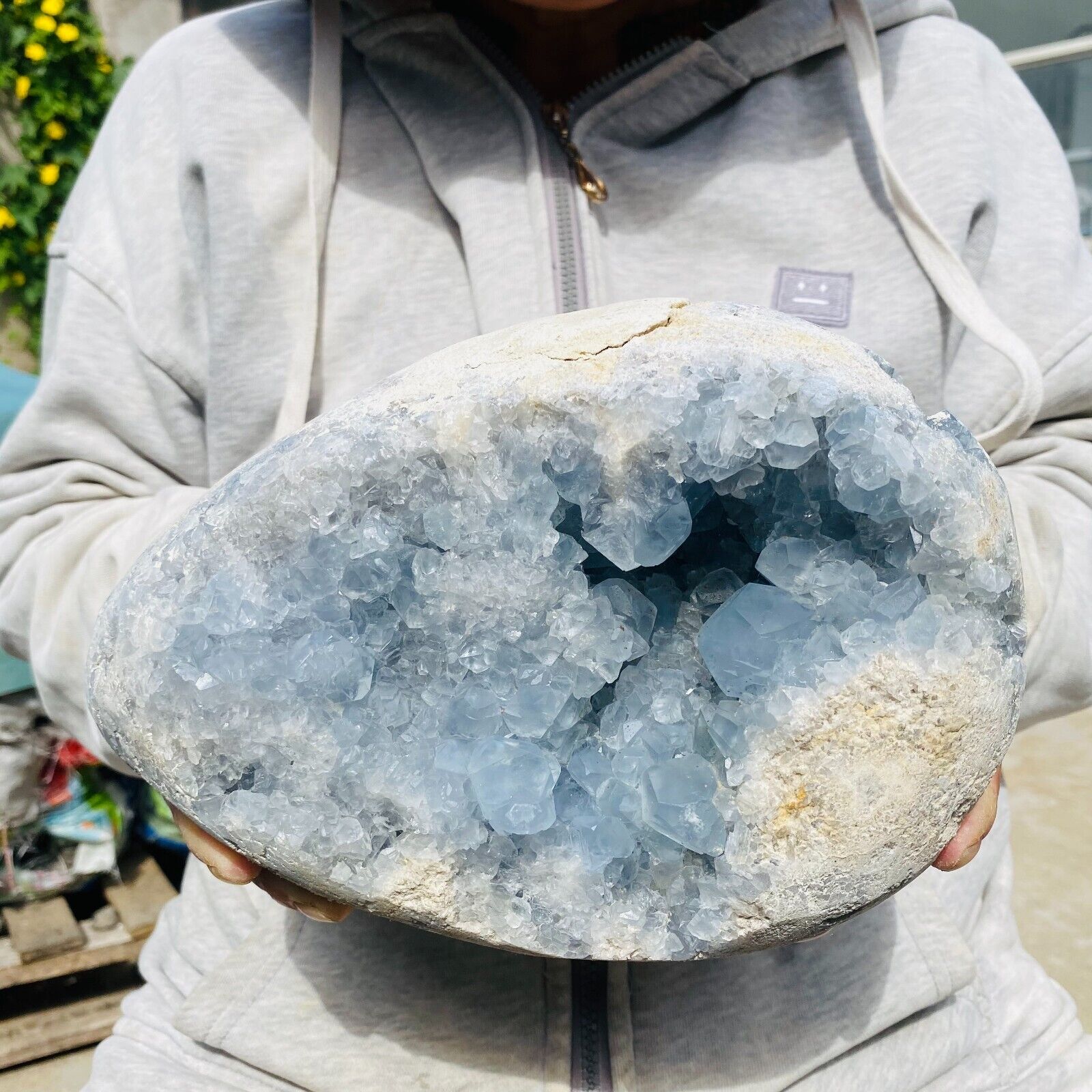 5400g Large Natural Blue Celestite Geode Cluster Quartz Crystal Rough Specimen