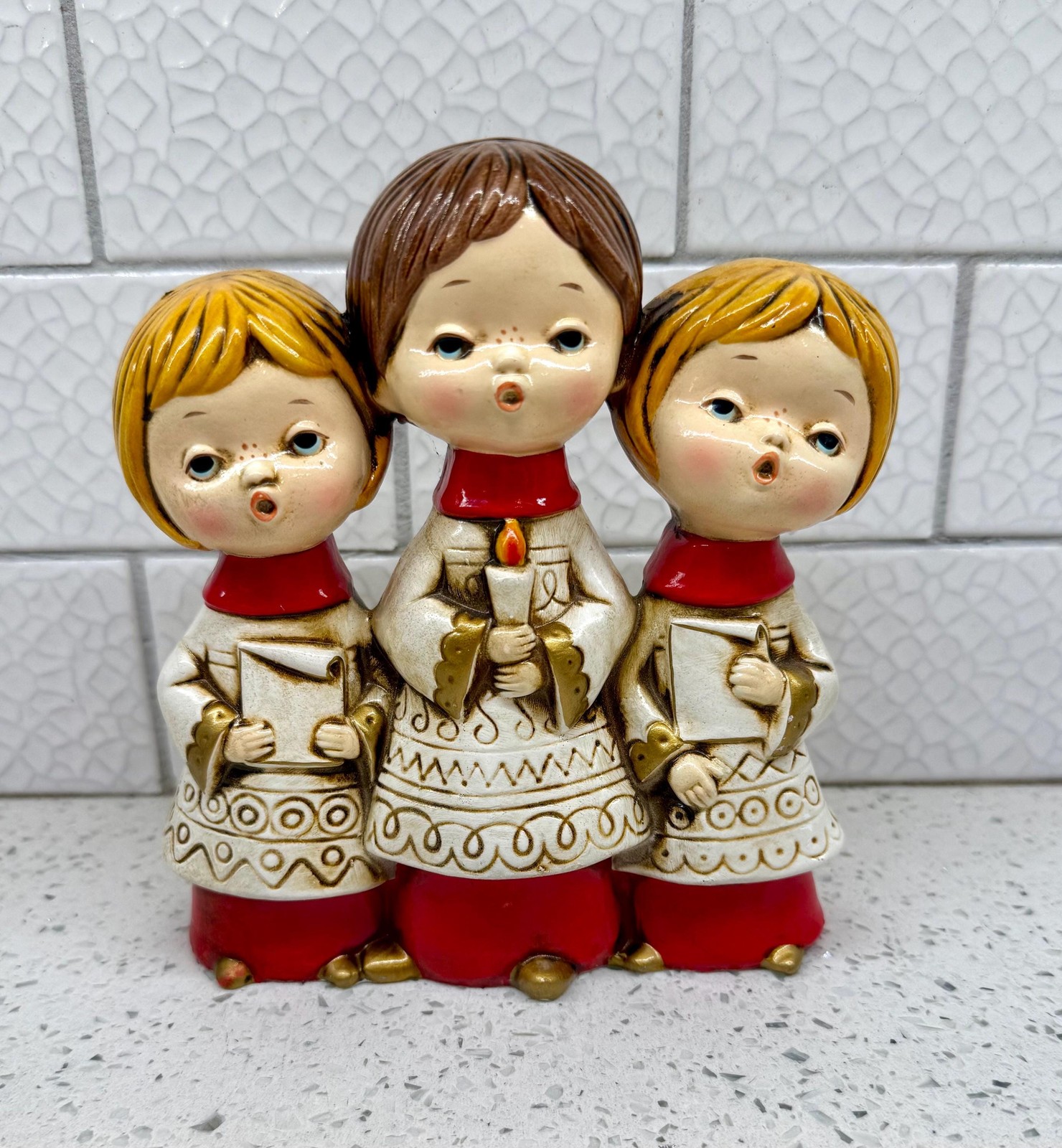Adorable Vintage Parma Japan Trio Christmas Carolers - Hand Painted Carolers