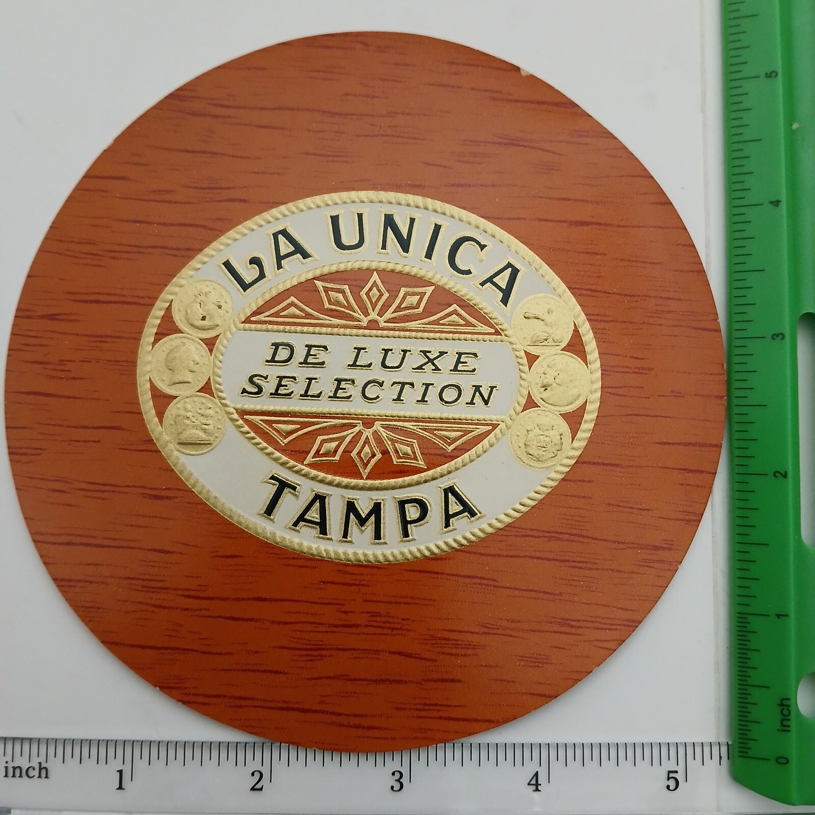 LA UNICA - TAMPA  - OUTER CIGAR BOX LABEL - ORIGINAL - APRX 5.5 × 5.5\