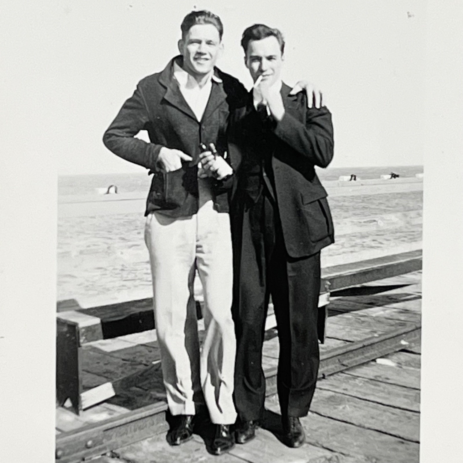 1930s Two Stylish Handsome Men Affectionate Gay Interest Vintage Snapshot Photo