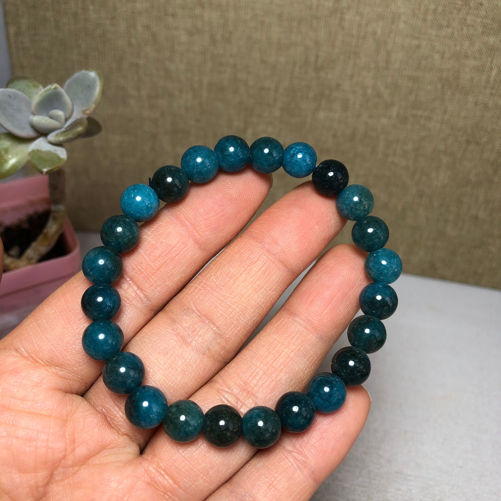 8mm Natural apatite apatiteCrystal chain beads bracelet 19g A2828