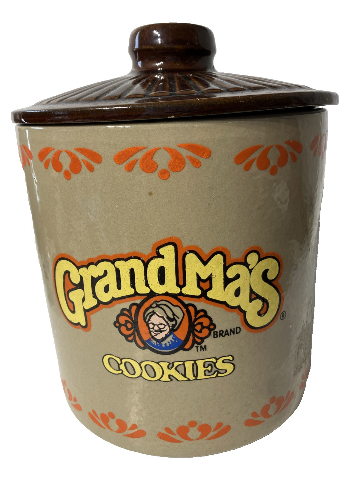 Rare Vintage Monmouth USA Pottery Stoneware Grandmas Cookie Jar