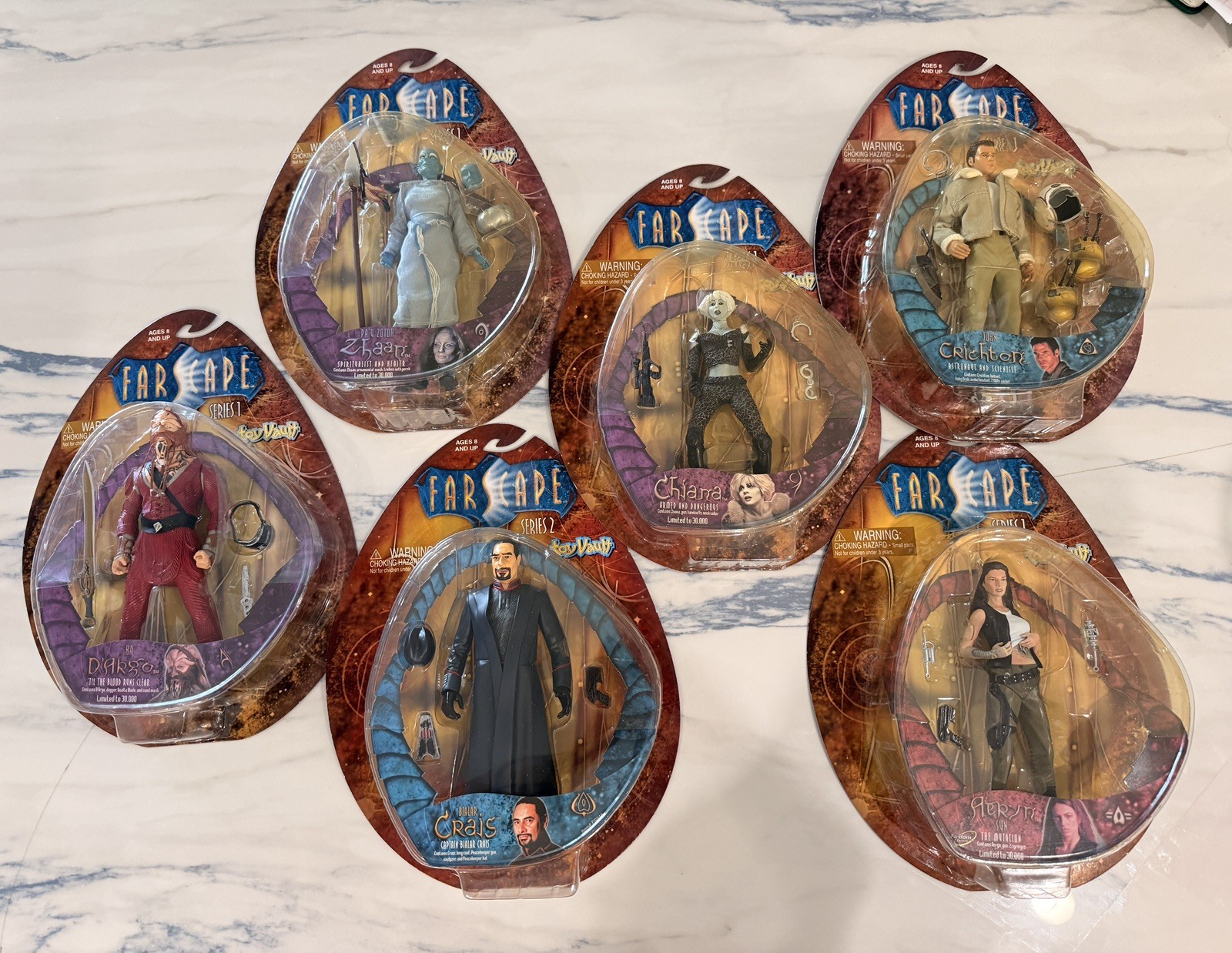 Farscape Action Figure Lot of 6 Unopened Toy Vault Crichton Aeryn Chiana D\'Argo
