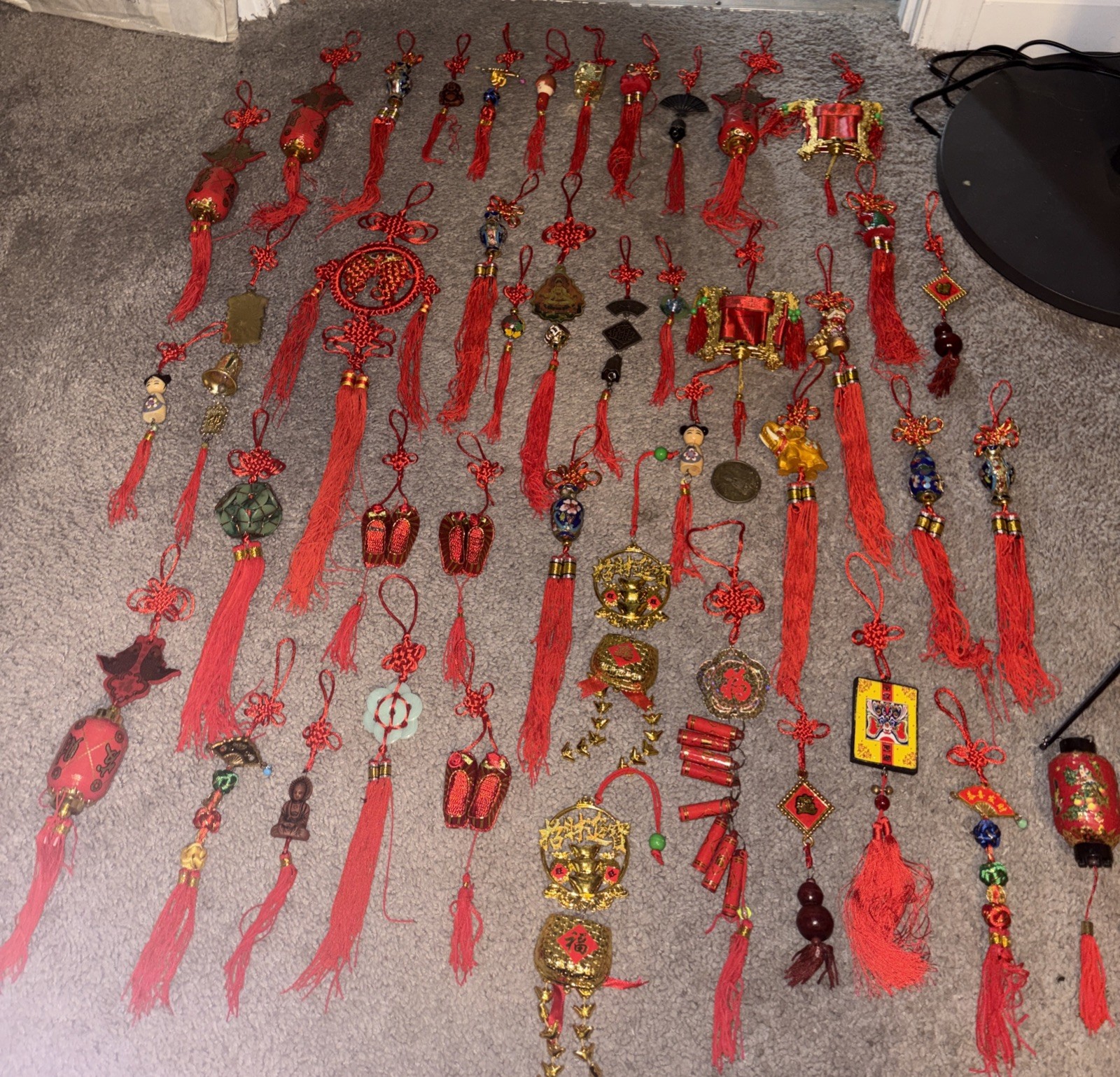 Chinese Asian Good Luck Wall Hanging Elephant Fish Ornament Tassel Charm Lot