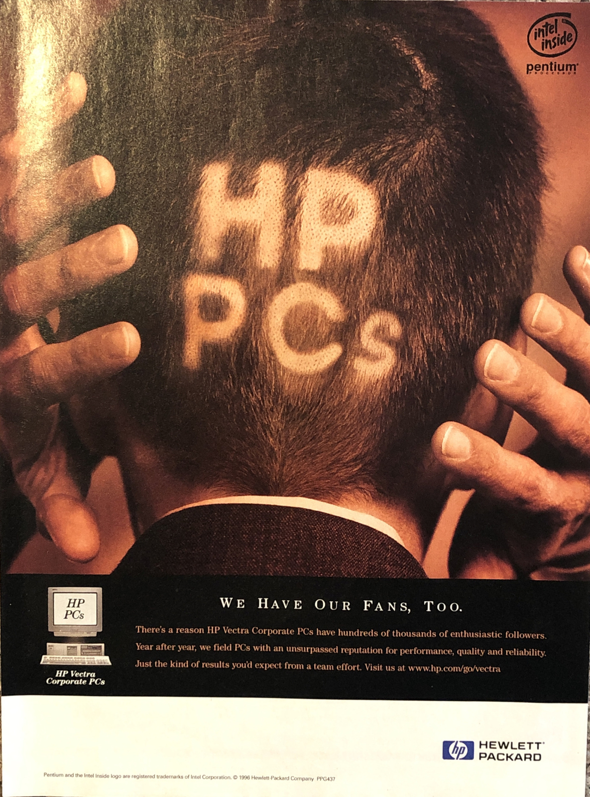 1996 Hewlett-Packard HP Vectra Corporate PCs PRINT AD We Have Fans VTG 1990s 1996 Hewlett-Packard HP Vectra Corporate PCs PRINT AD We Have Fans VTG 1990s