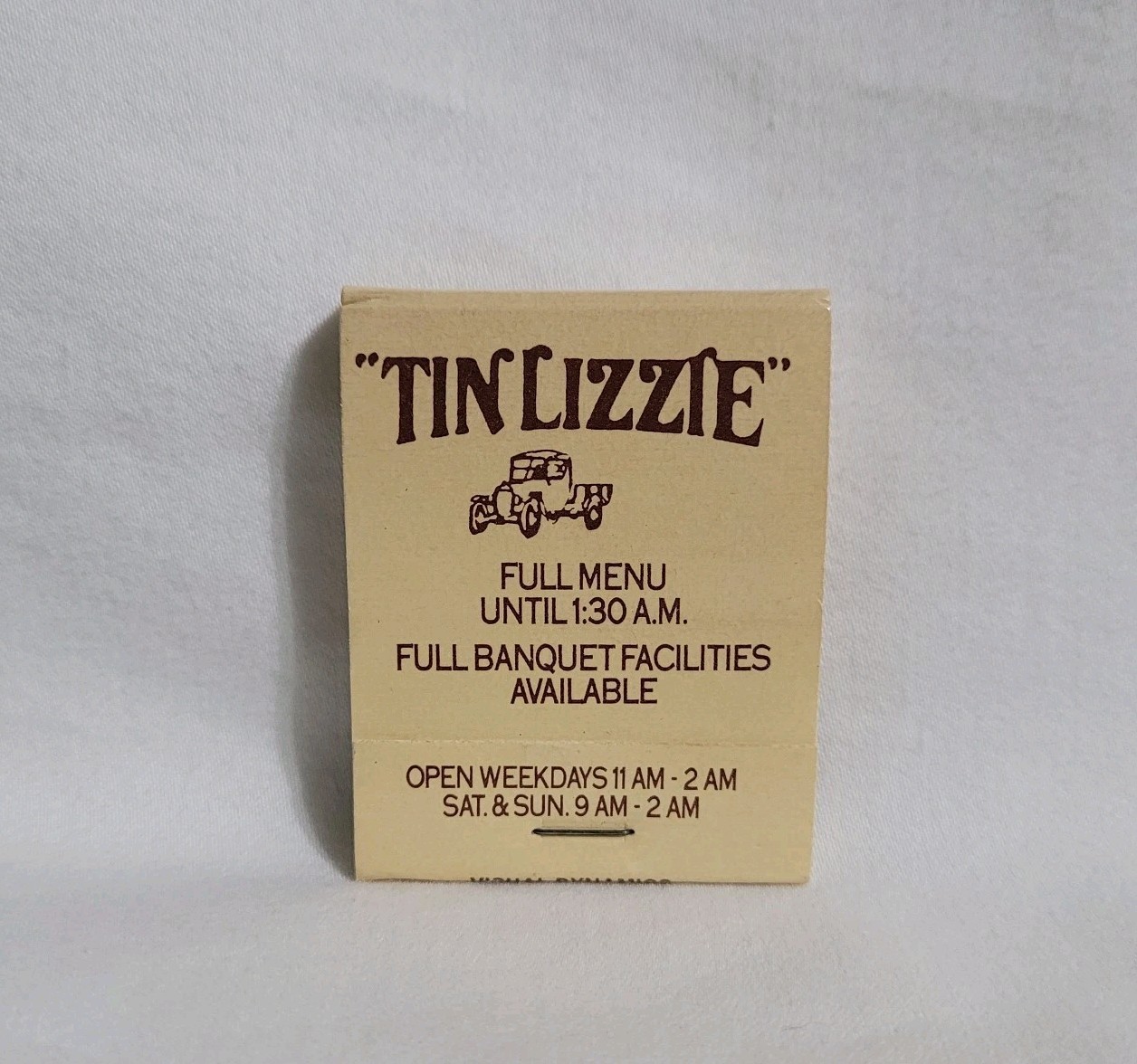 Vintage Tin Lizzie Restaurant Matchbook Belleville Michigan Advertising Full