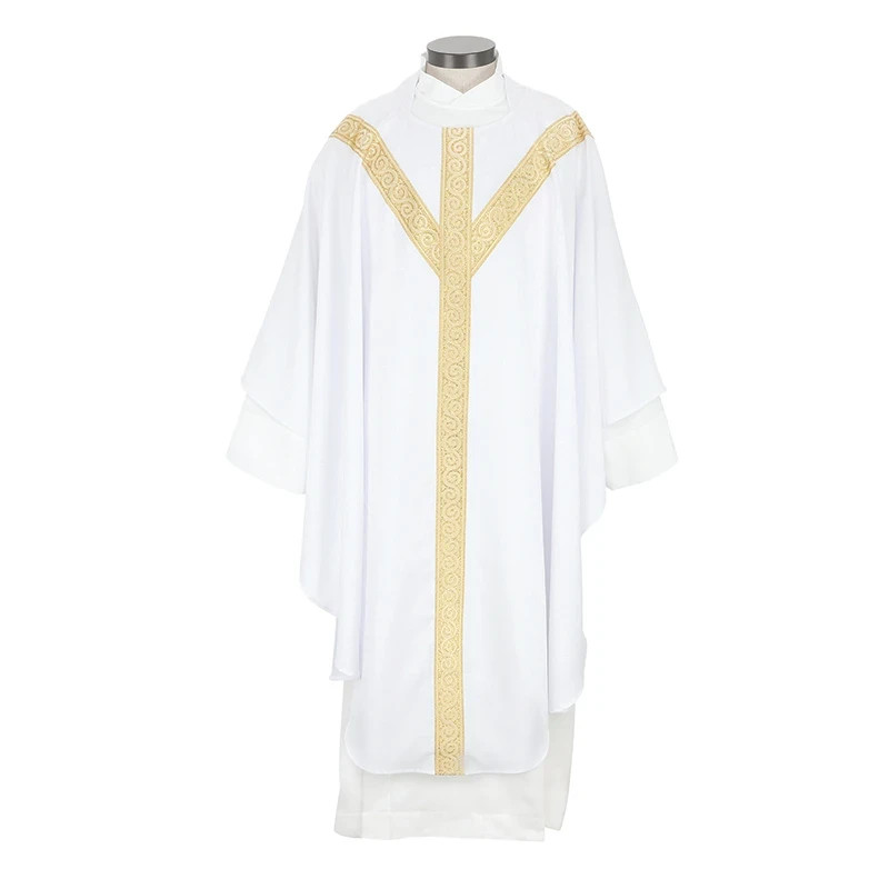 White Chasuble Vestment, Via Aurea Chasuble and Stole, White Church Vestments