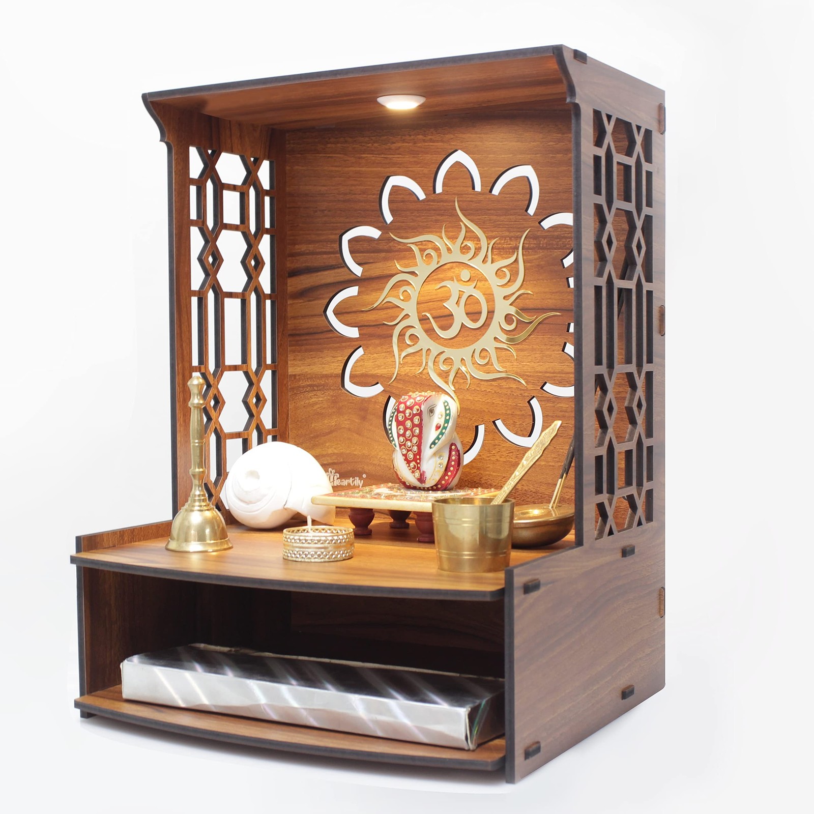 Heartily Mangal Beautiful Wooden Pooja Stand for Home Temple and Office Puja ...